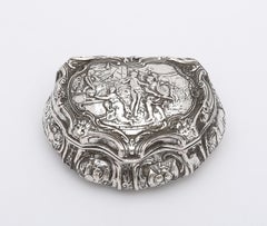 Victorian Period Hanau Continental Silver (.800) Snuff Box With Hinged Lid