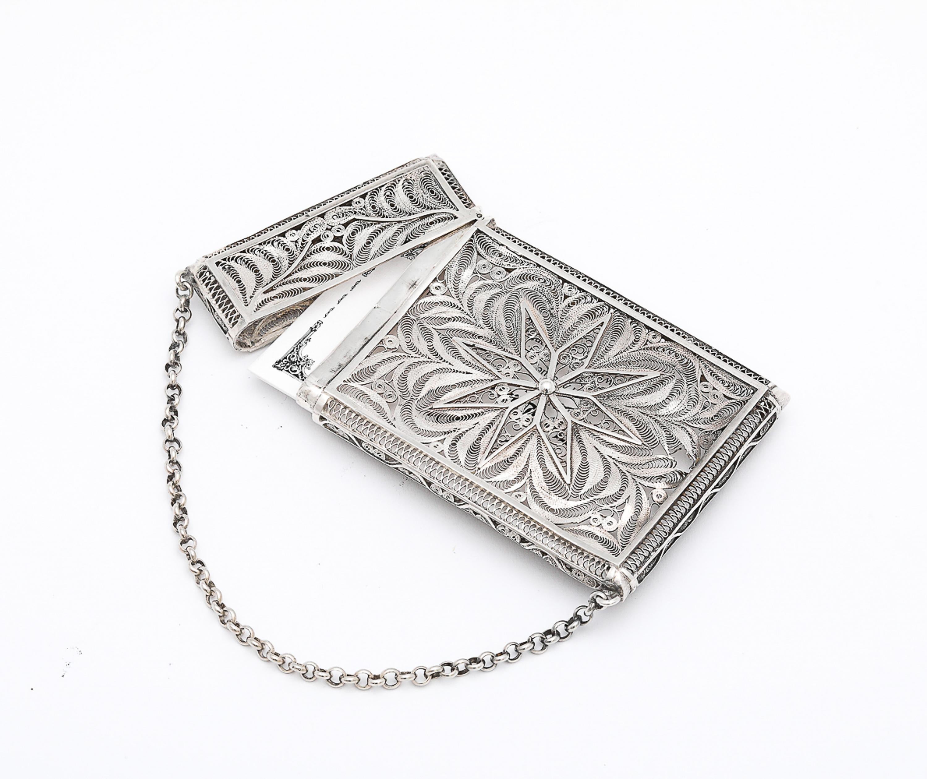 Estuche para tarjetas de visita/llamadas tejido a mano en plata de ley de la época victoriana en venta 4