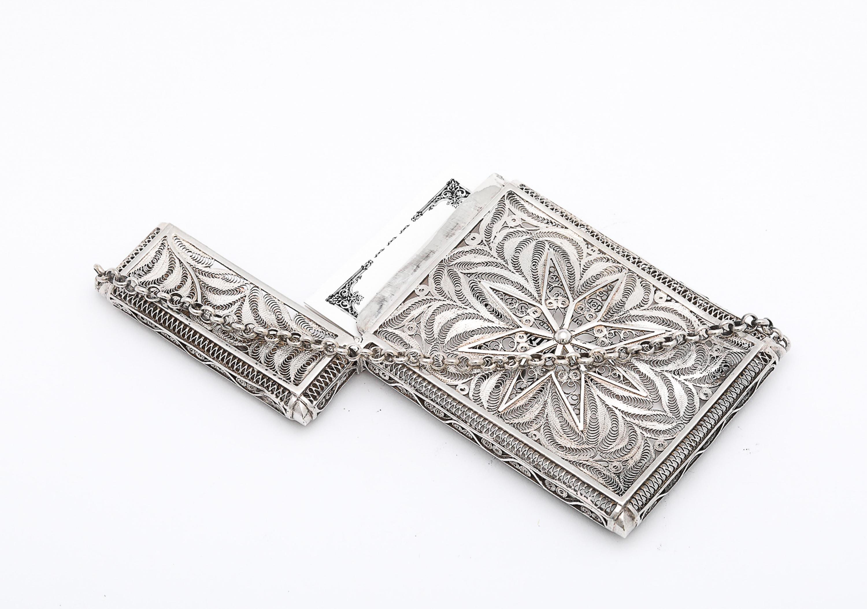Estuche para tarjetas de visita/llamadas tejido a mano en plata de ley de la época victoriana en venta 5