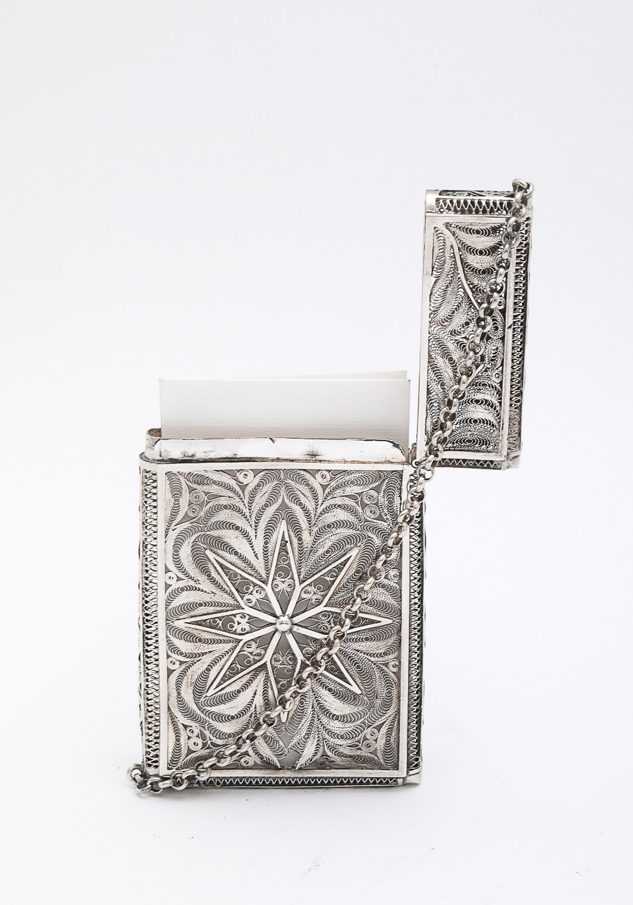 Estuche para tarjetas de visita/llamadas tejido a mano en plata de ley de la época victoriana en venta 8