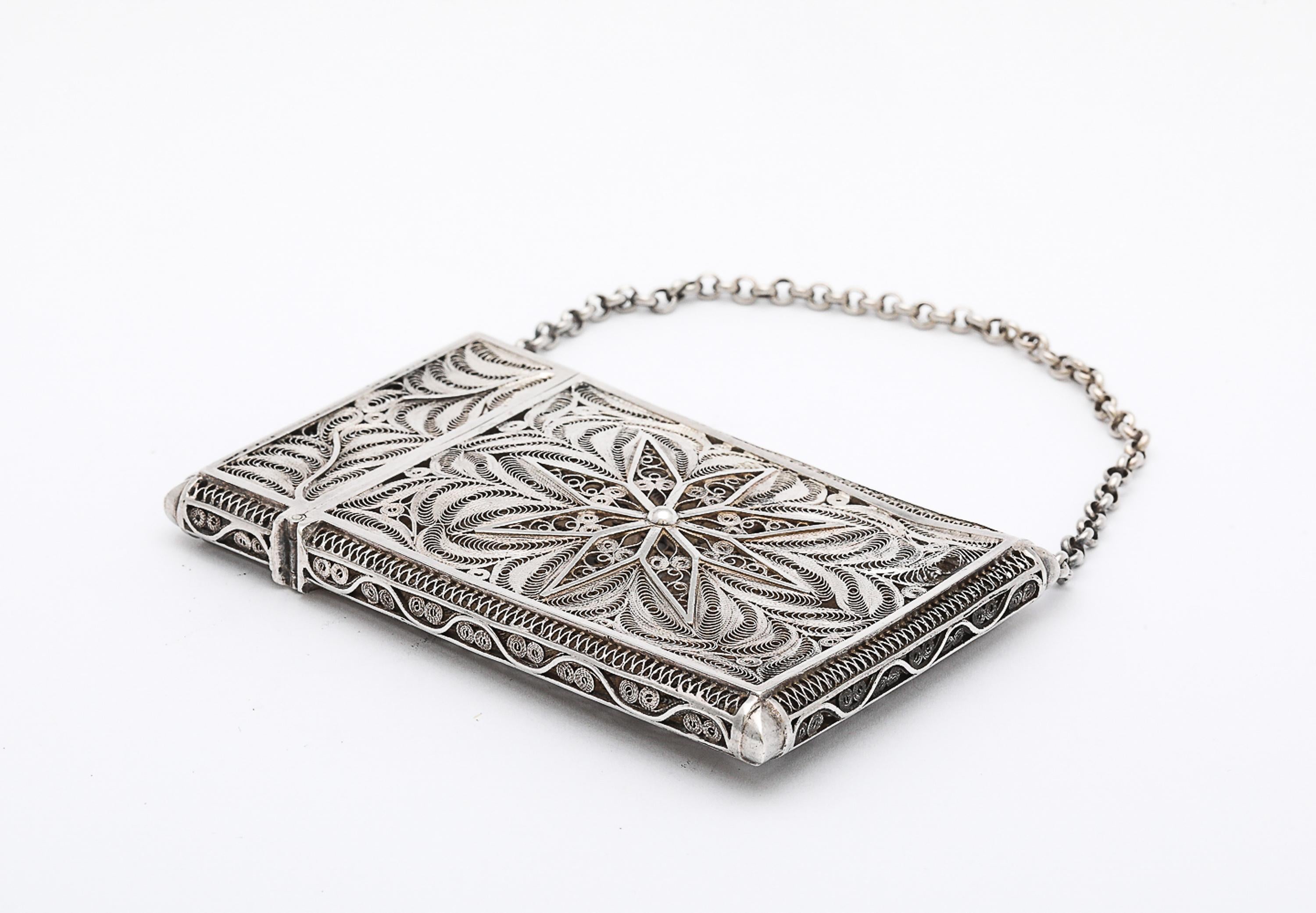 Estuche para tarjetas de visita/llamadas tejido a mano en plata de ley de la época victoriana en venta 9