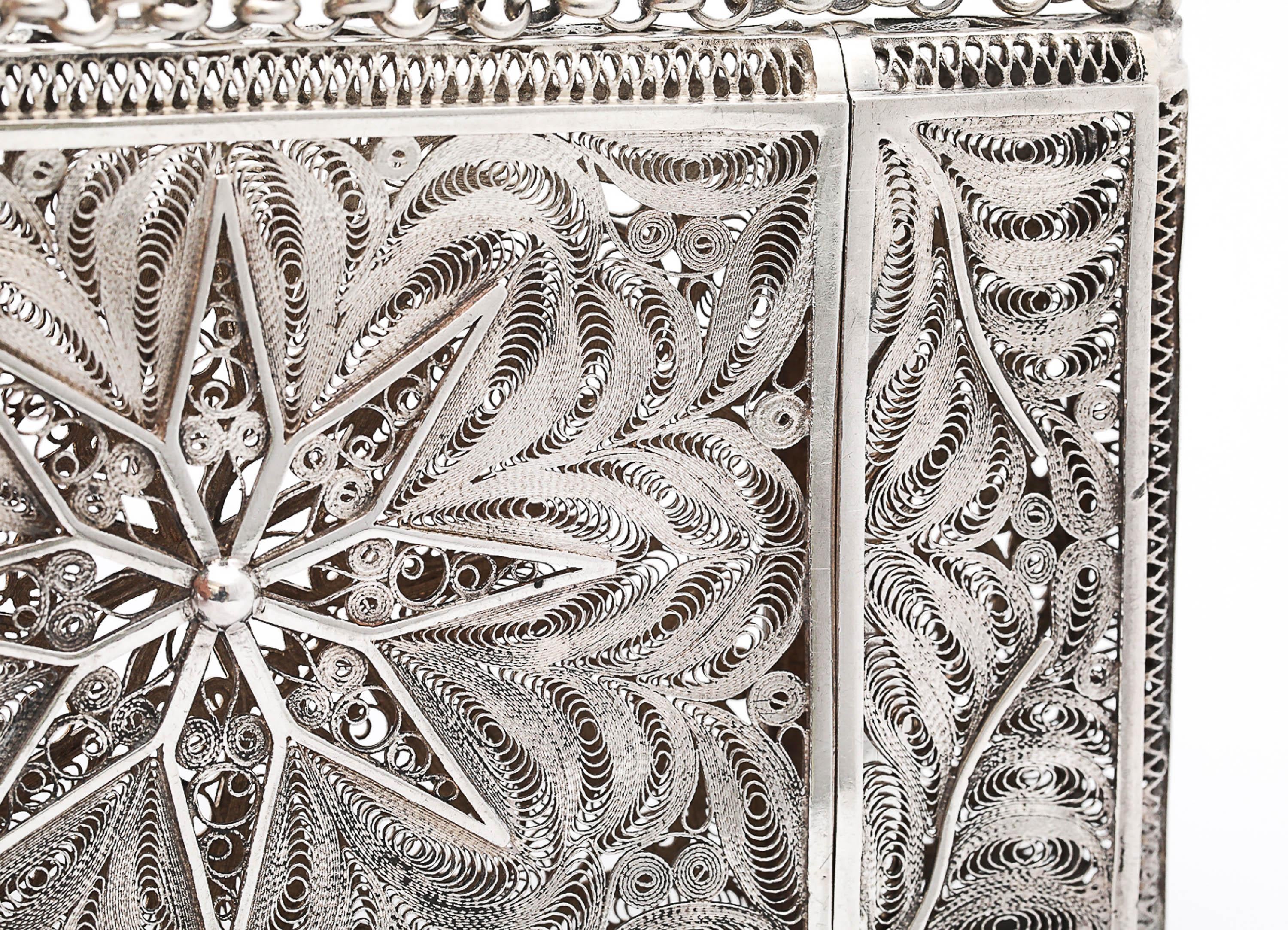 Estuche para tarjetas de visita/llamadas tejido a mano en plata de ley de la época victoriana en venta 11