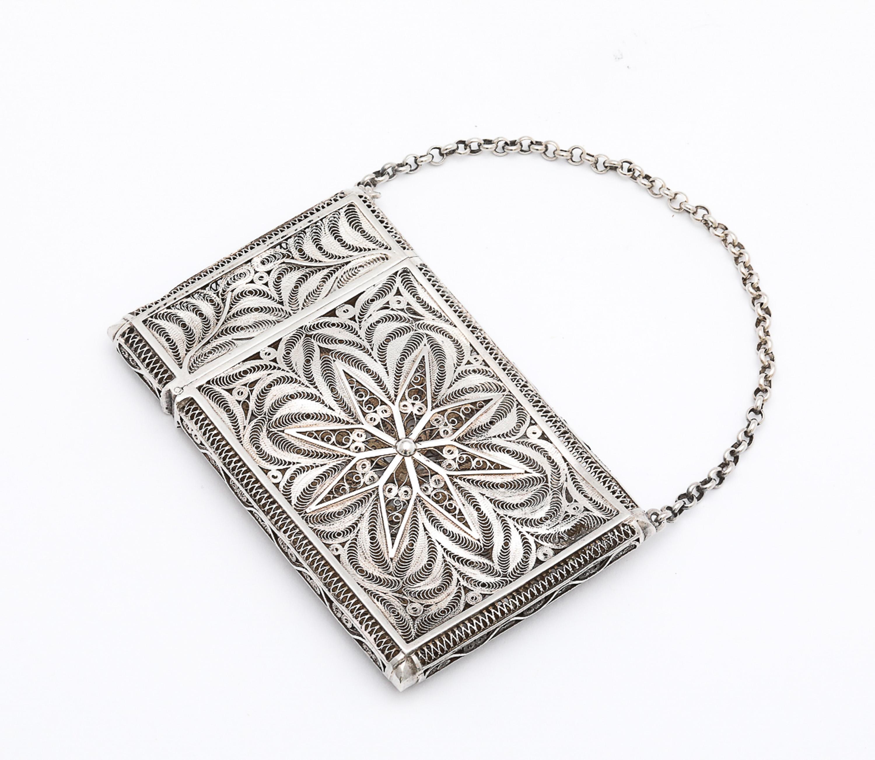 Estuche para tarjetas de visita/llamadas tejido a mano en plata de ley de la época victoriana en Bueno estado para la venta en New York, NY