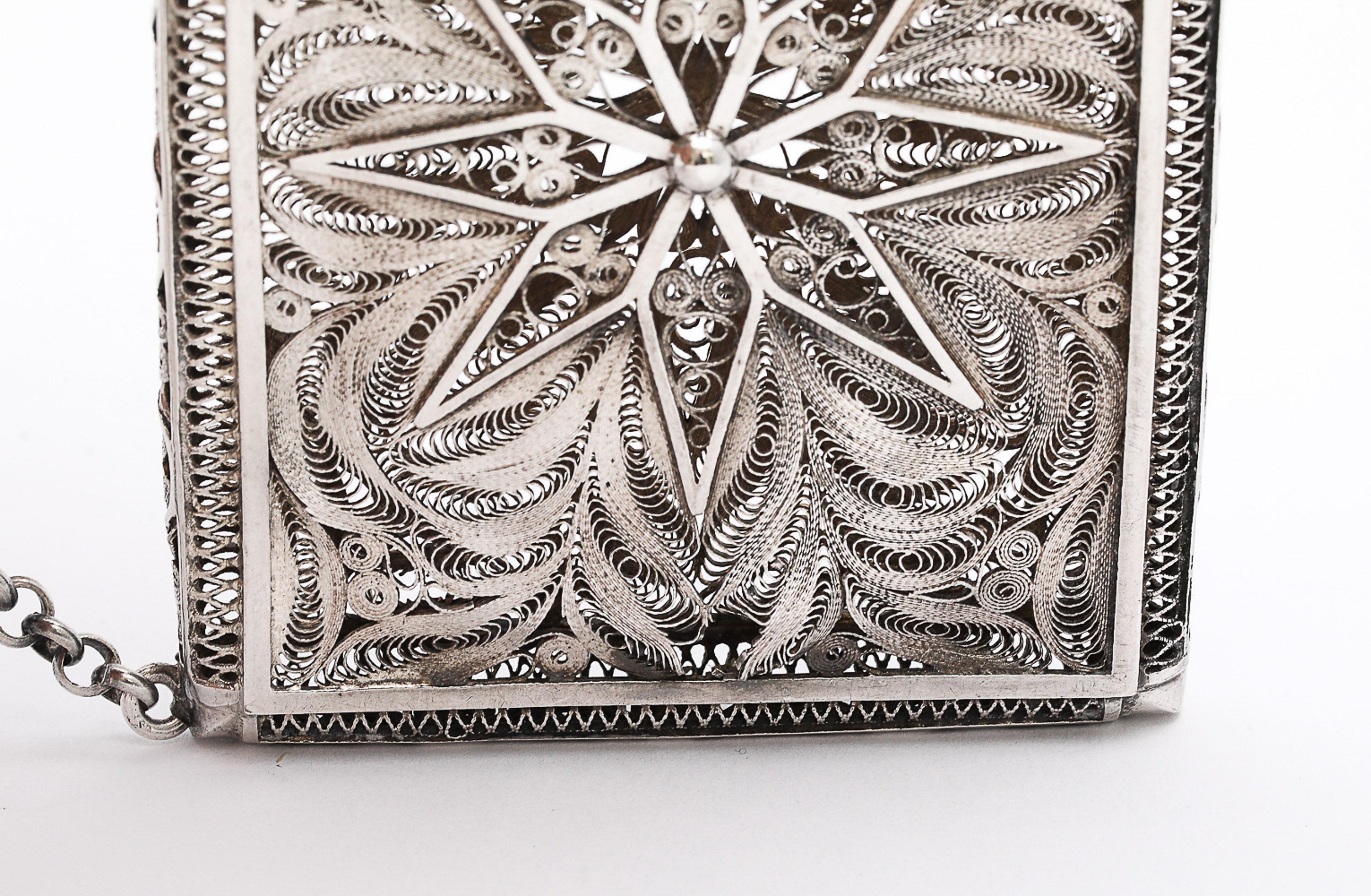 Estuche para tarjetas de visita/llamadas tejido a mano en plata de ley de la época victoriana en venta 2