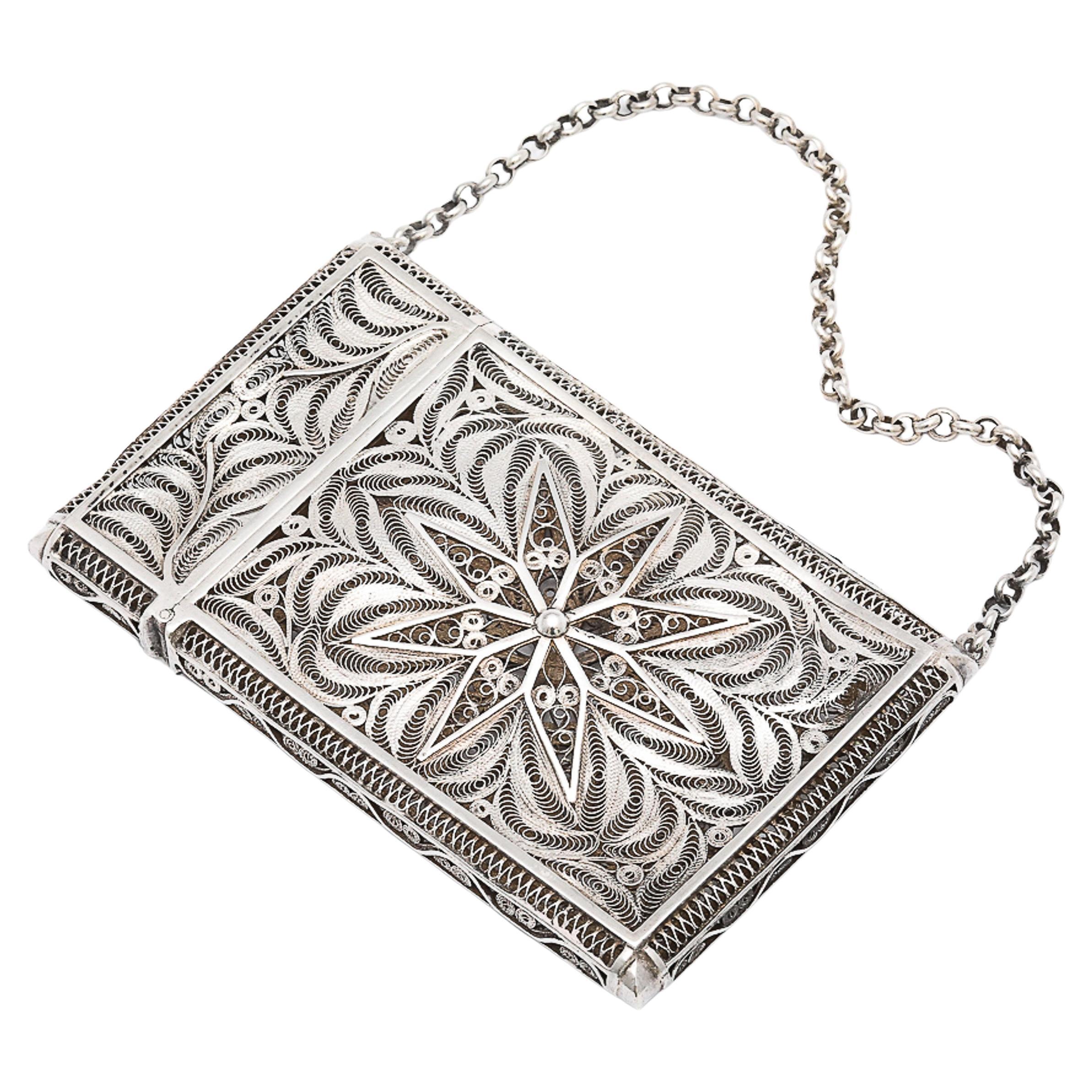 Victorian Period Hand-Woven Sterling Silver Wire Business/Calling Card Case