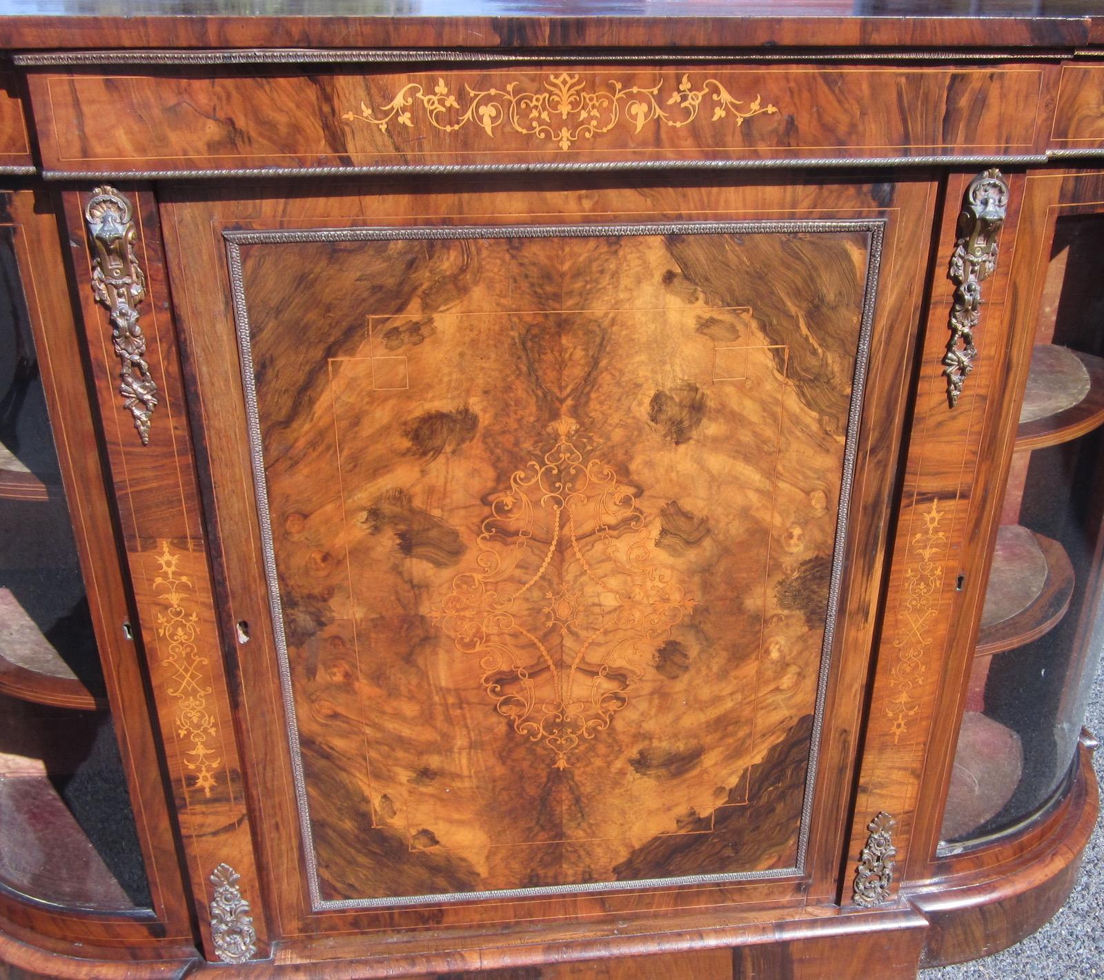 Hand-Crafted Victorian Period Inlaid Walnut Credenza For Sale