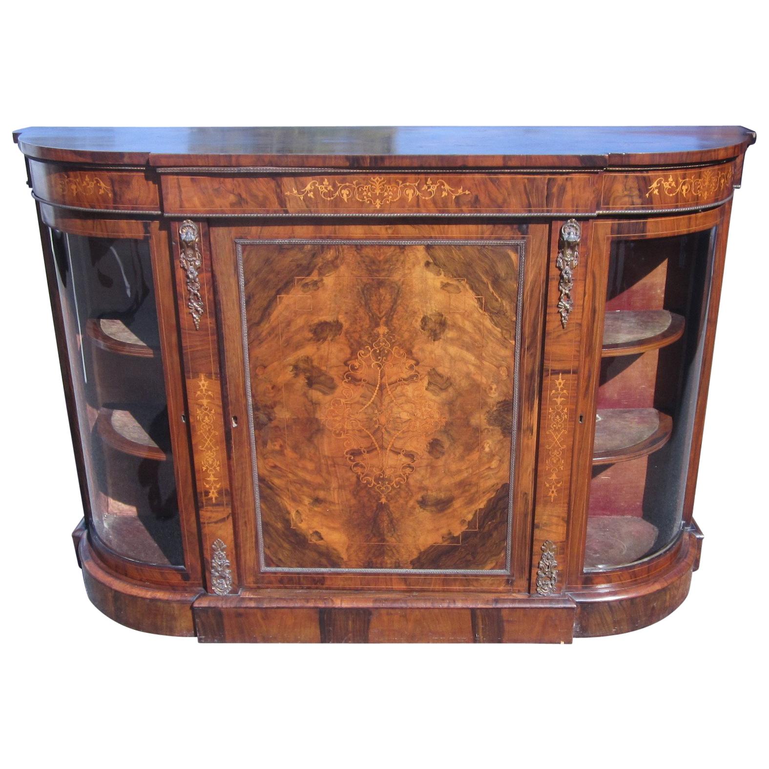 Victorian Period Inlaid Walnut Credenza For Sale