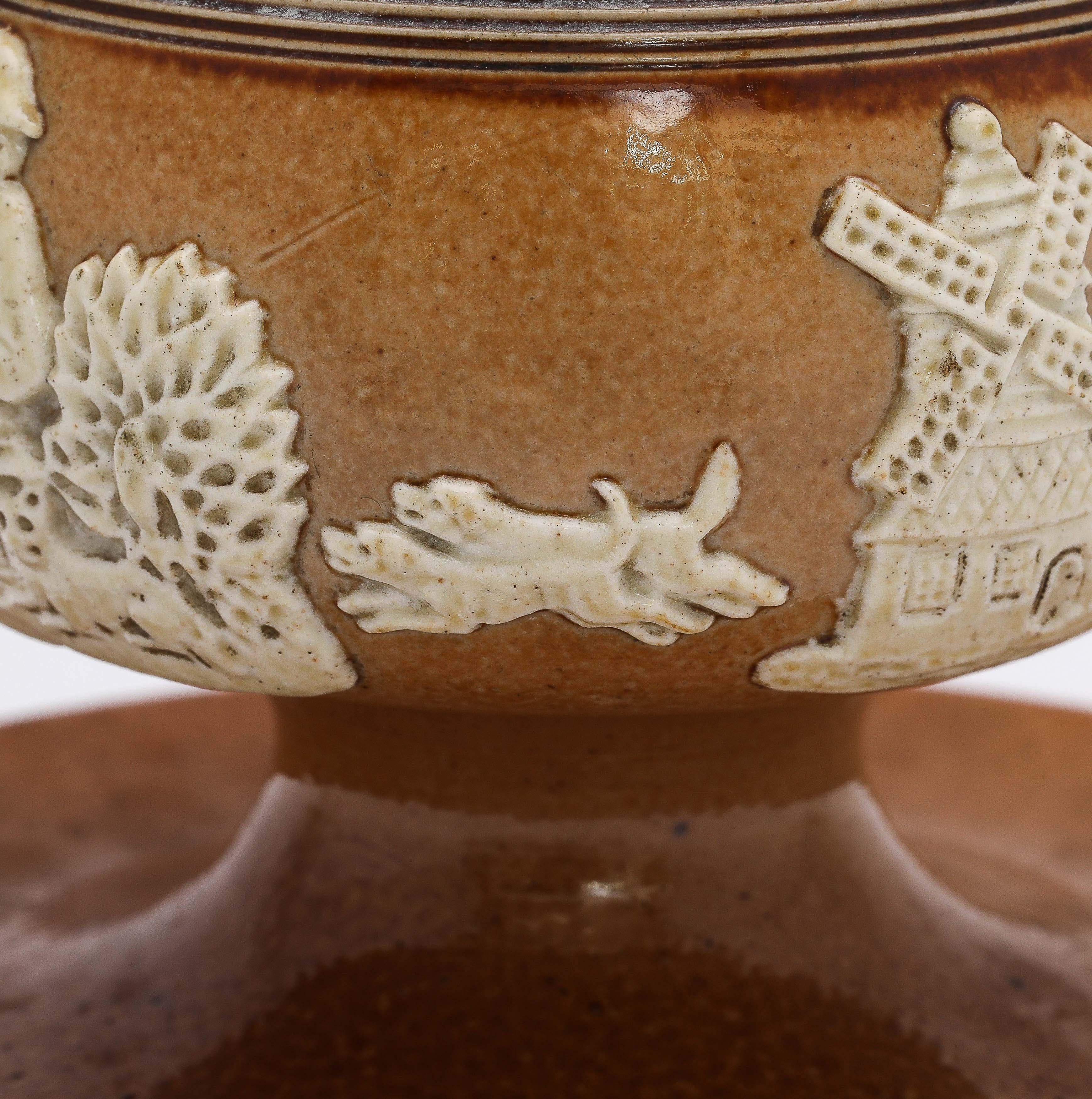 Grand marqueur de match Doulton Lambeth d'époque victorienne, monté en A Silver en vente 3