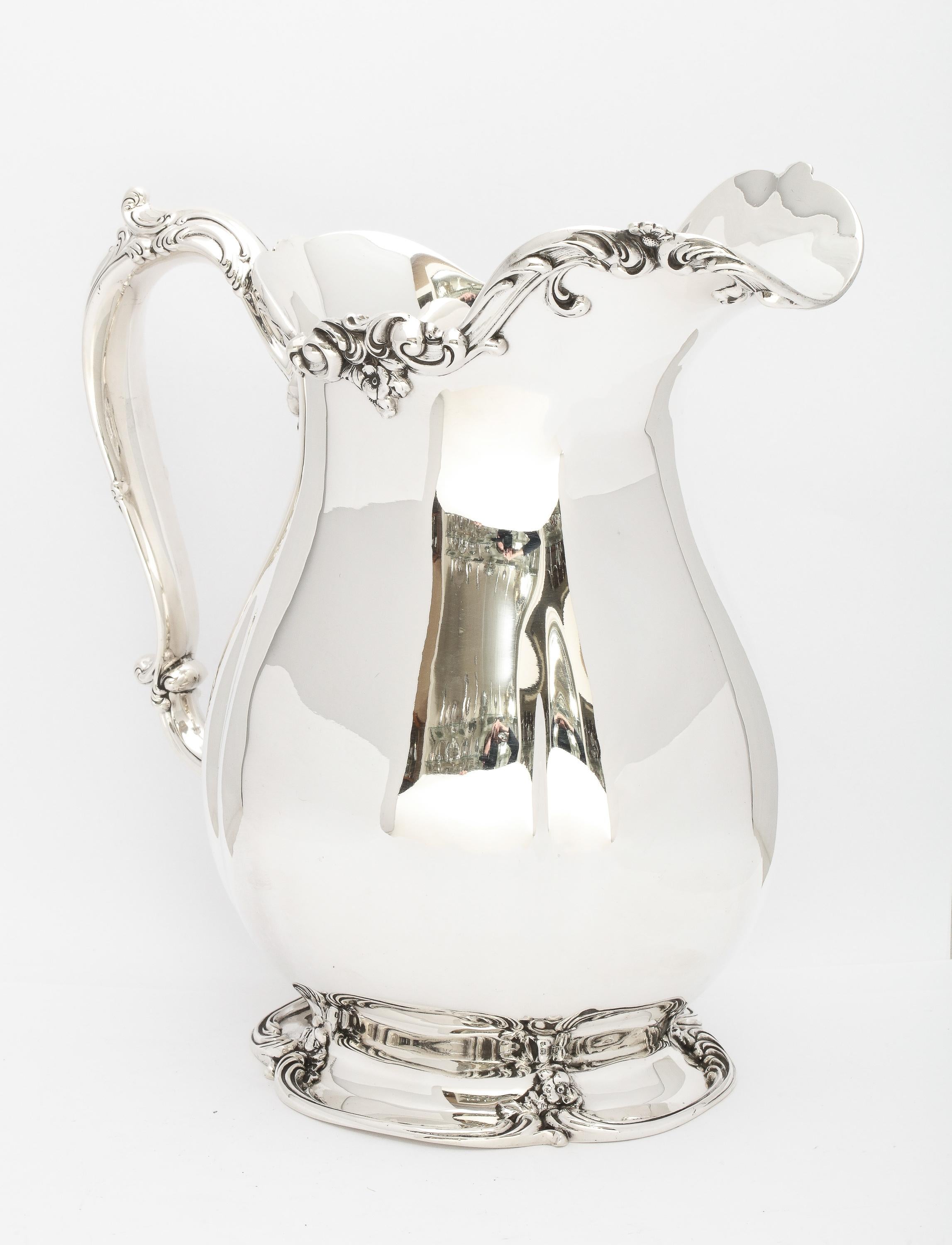 Victorian Period Large Sterling Silver Water Pitcher on Pedestal Base by Gorham 10
