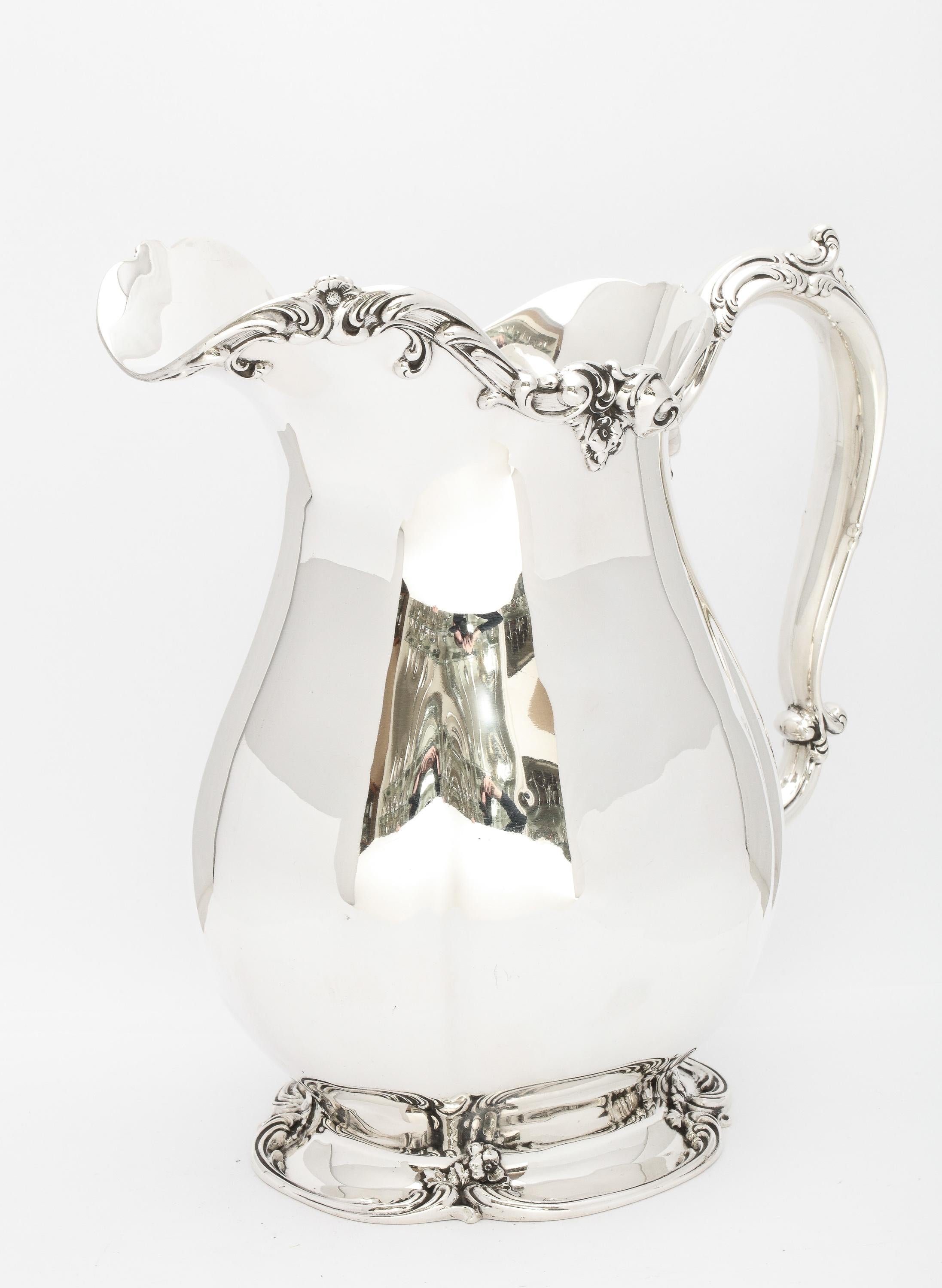Victorian Period Large Sterling Silver Water Pitcher on Pedestal Base by Gorham 11