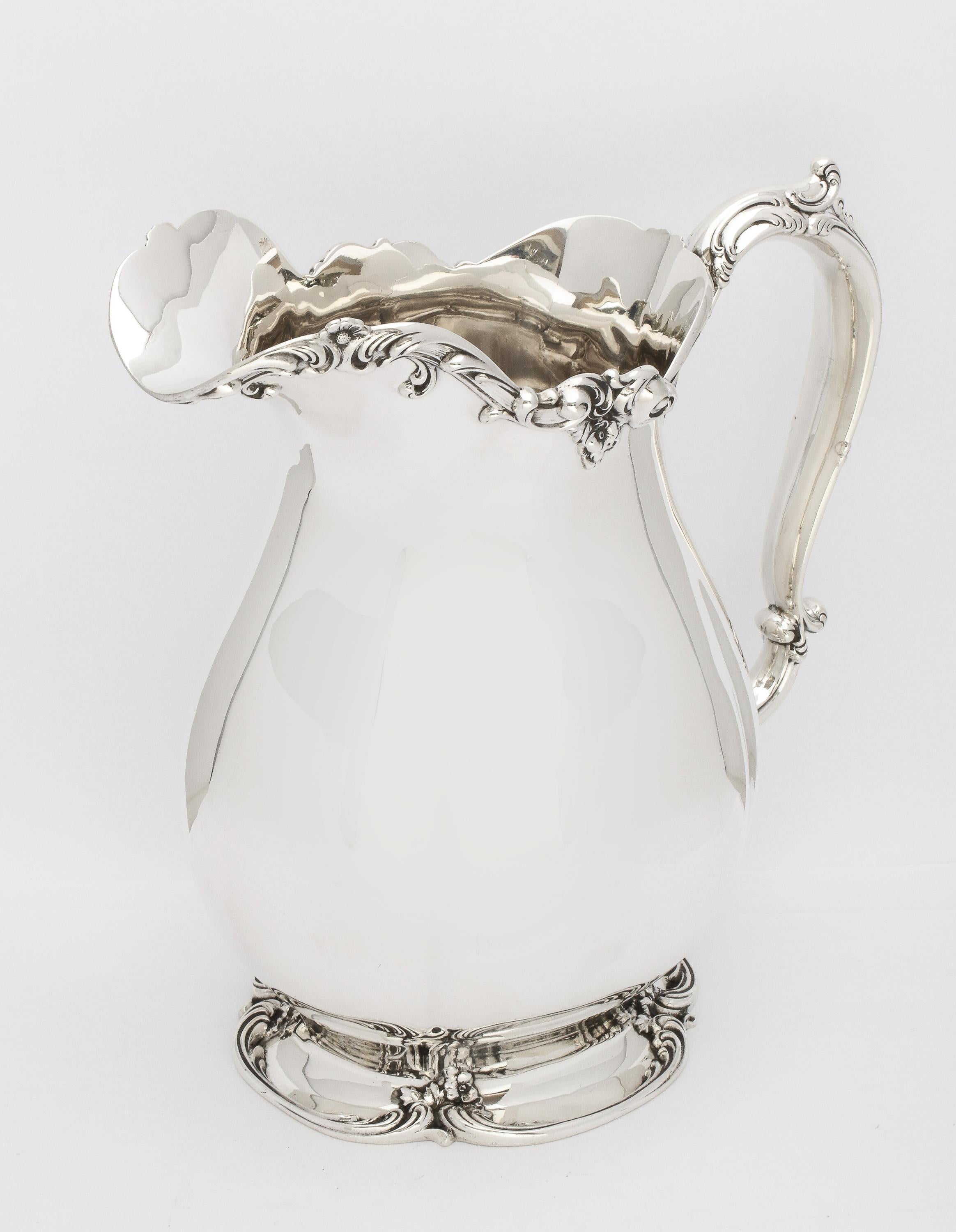 American Victorian Period Large Sterling Silver Water Pitcher on Pedestal Base by Gorham