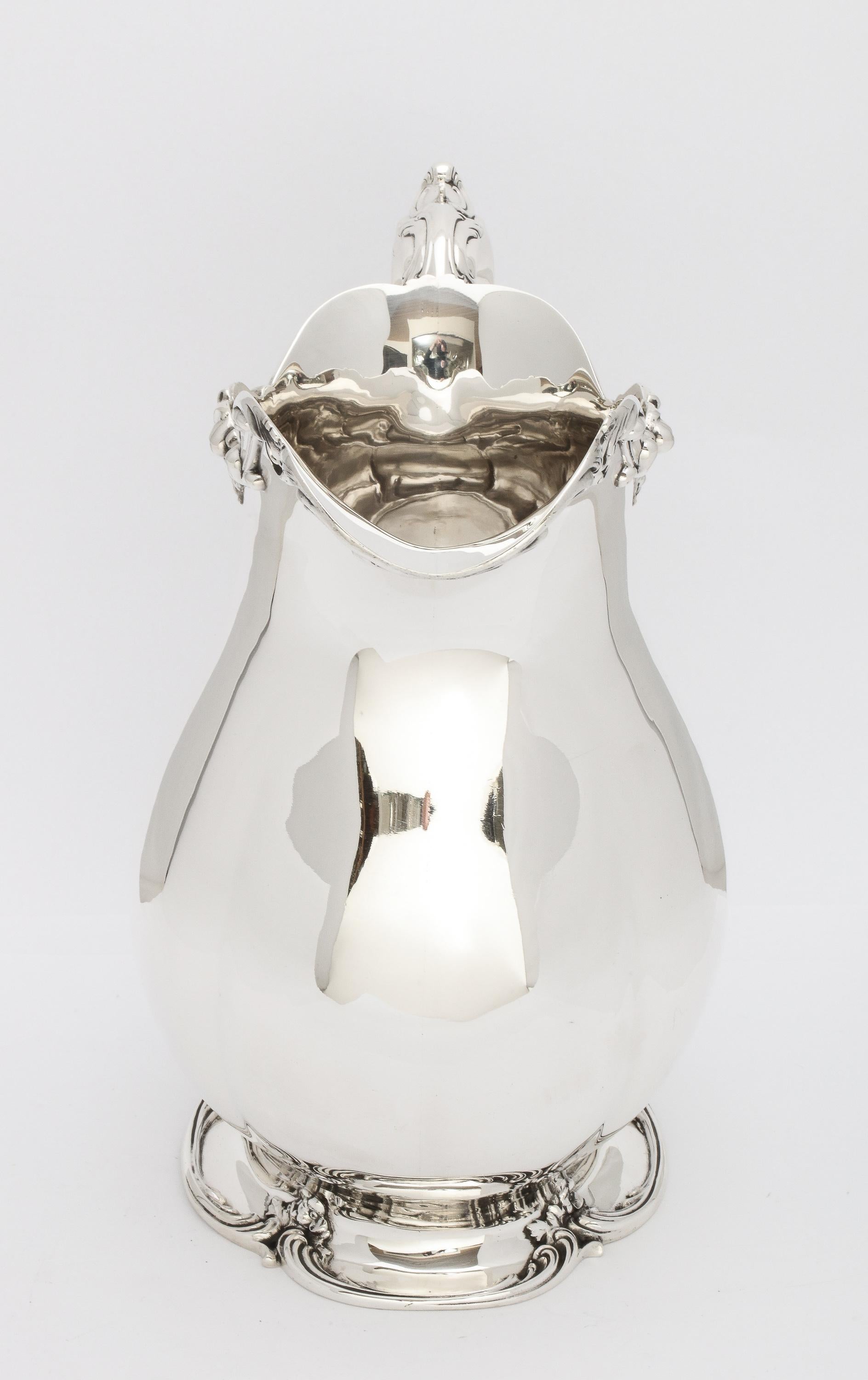 Early 20th Century Victorian Period Large Sterling Silver Water Pitcher on Pedestal Base by Gorham