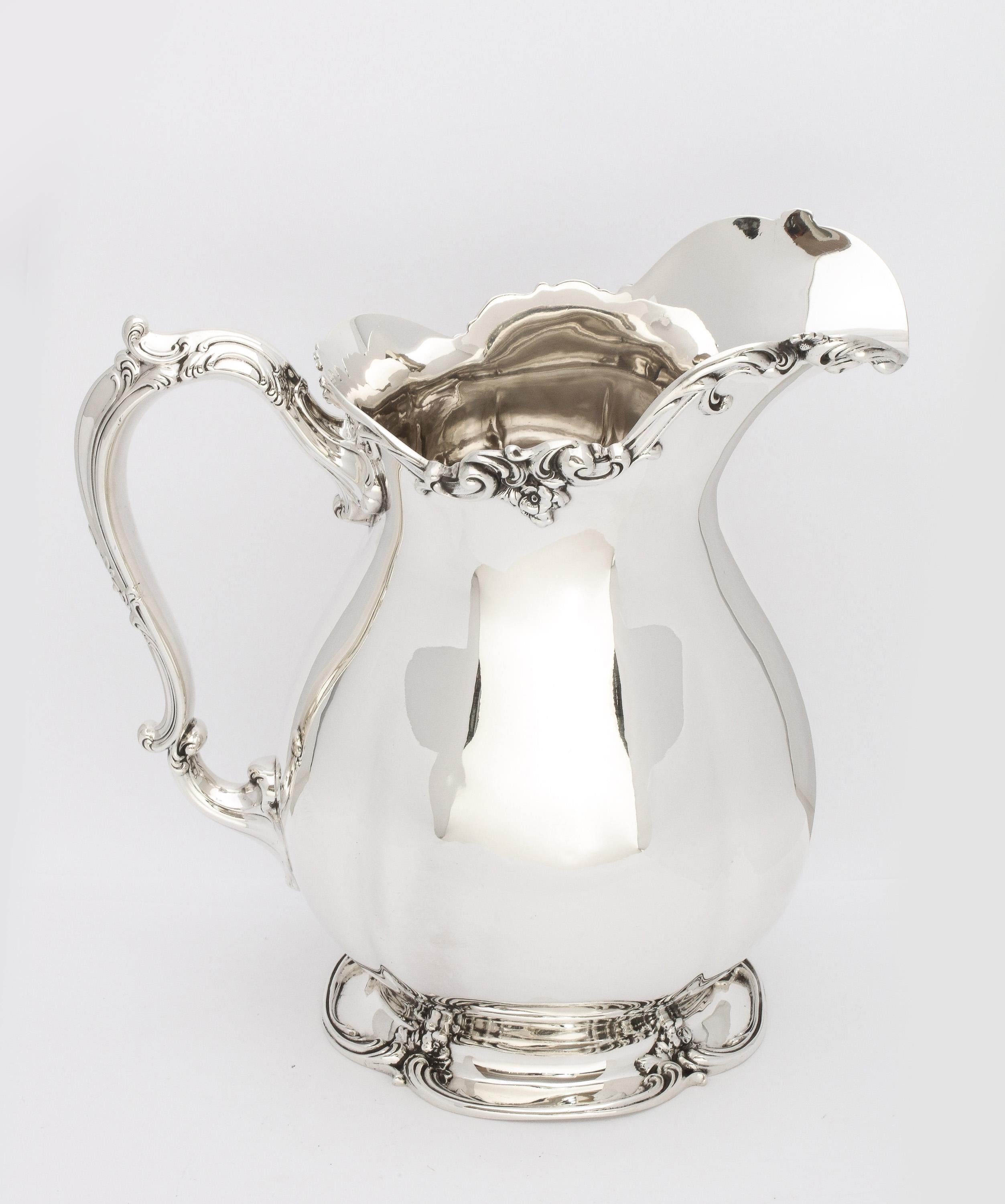 Victorian Period Large Sterling Silver Water Pitcher on Pedestal Base by Gorham 2