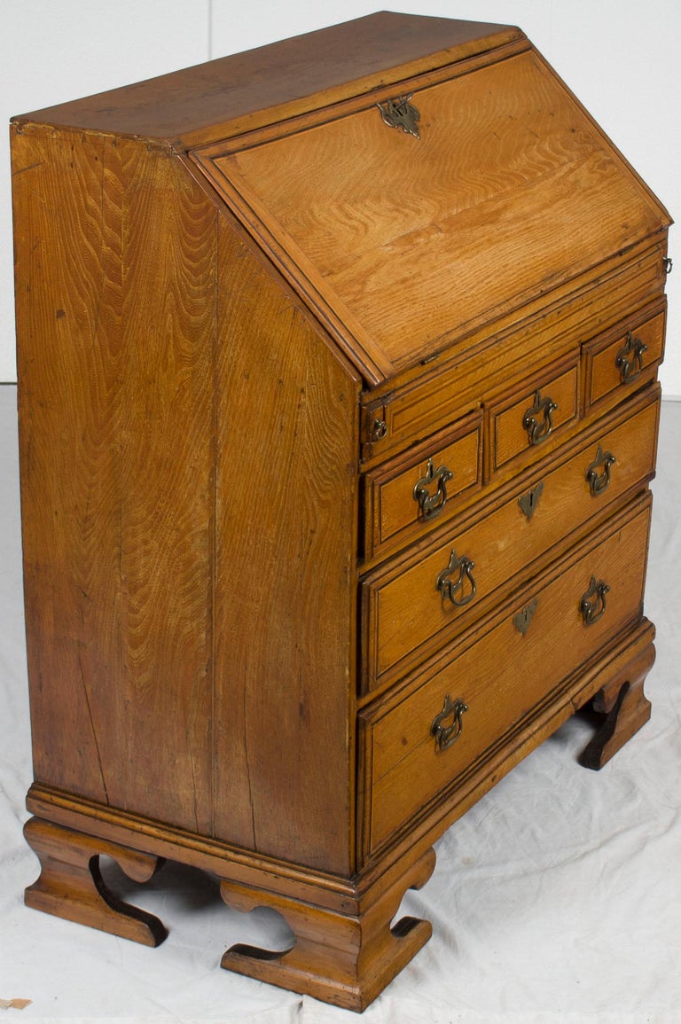 Victorian Period Light Oak Slant Front Bureau Secretary Butlers Desk