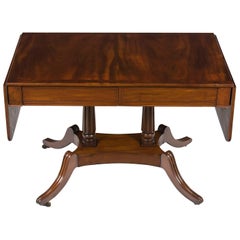 Antique Victorian Period Mahogany Drop-Leaf Writing Desk Library Sofa Table