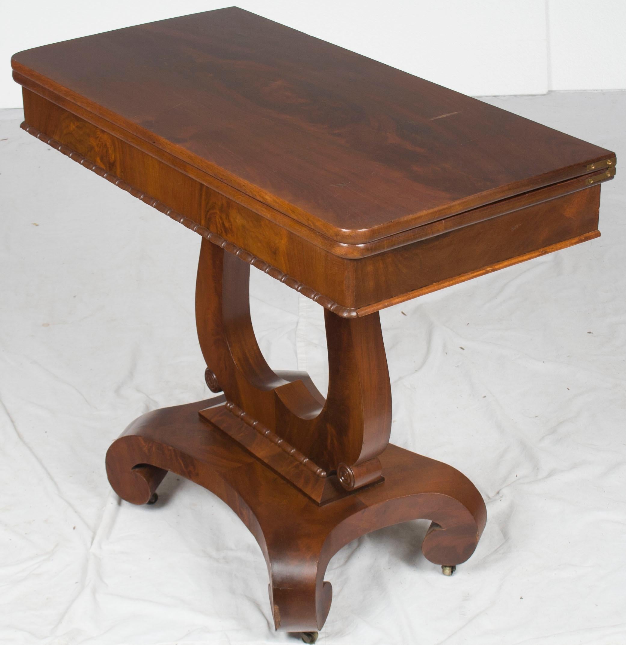 Victorian Period Mahogany Flip Top Card Table on Pedestal Base For Sale 4