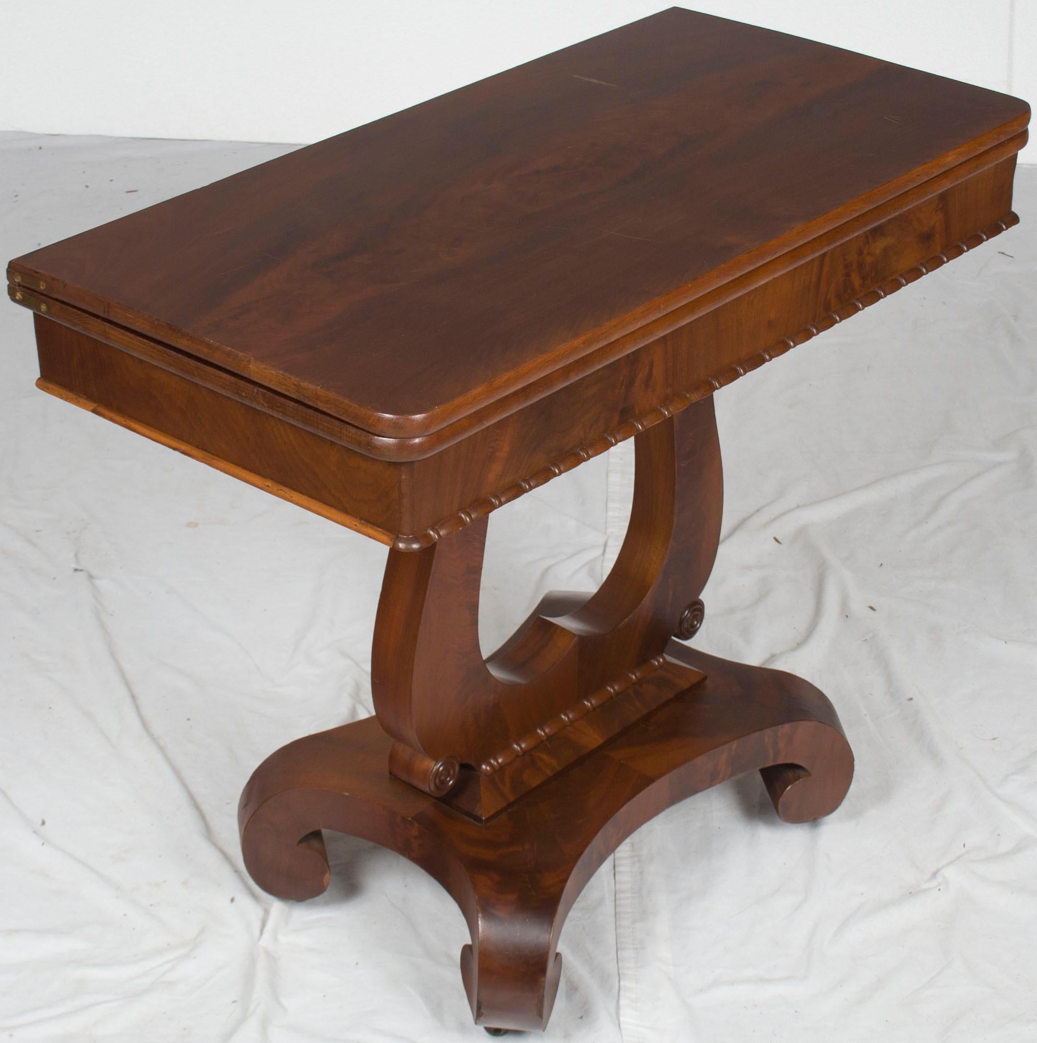 Victorian Period Mahogany Flip Top Card Table on Pedestal Base For Sale 5