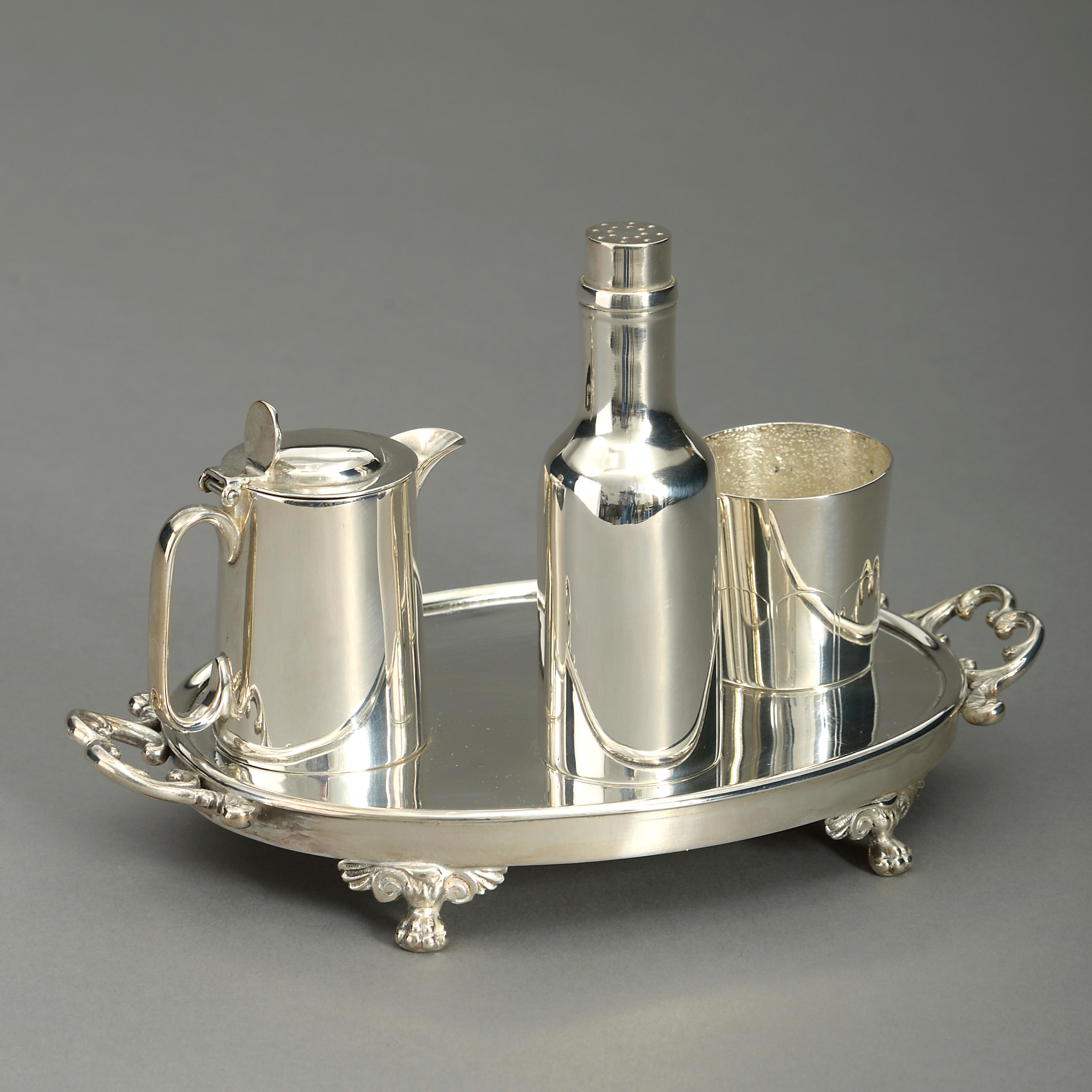 A late 19th century Victorian Period silver plated condiments set retaining its original stand.

Stamped Mappin Brothers’ 220 REGENT STREET & LONDON BRIDGE.