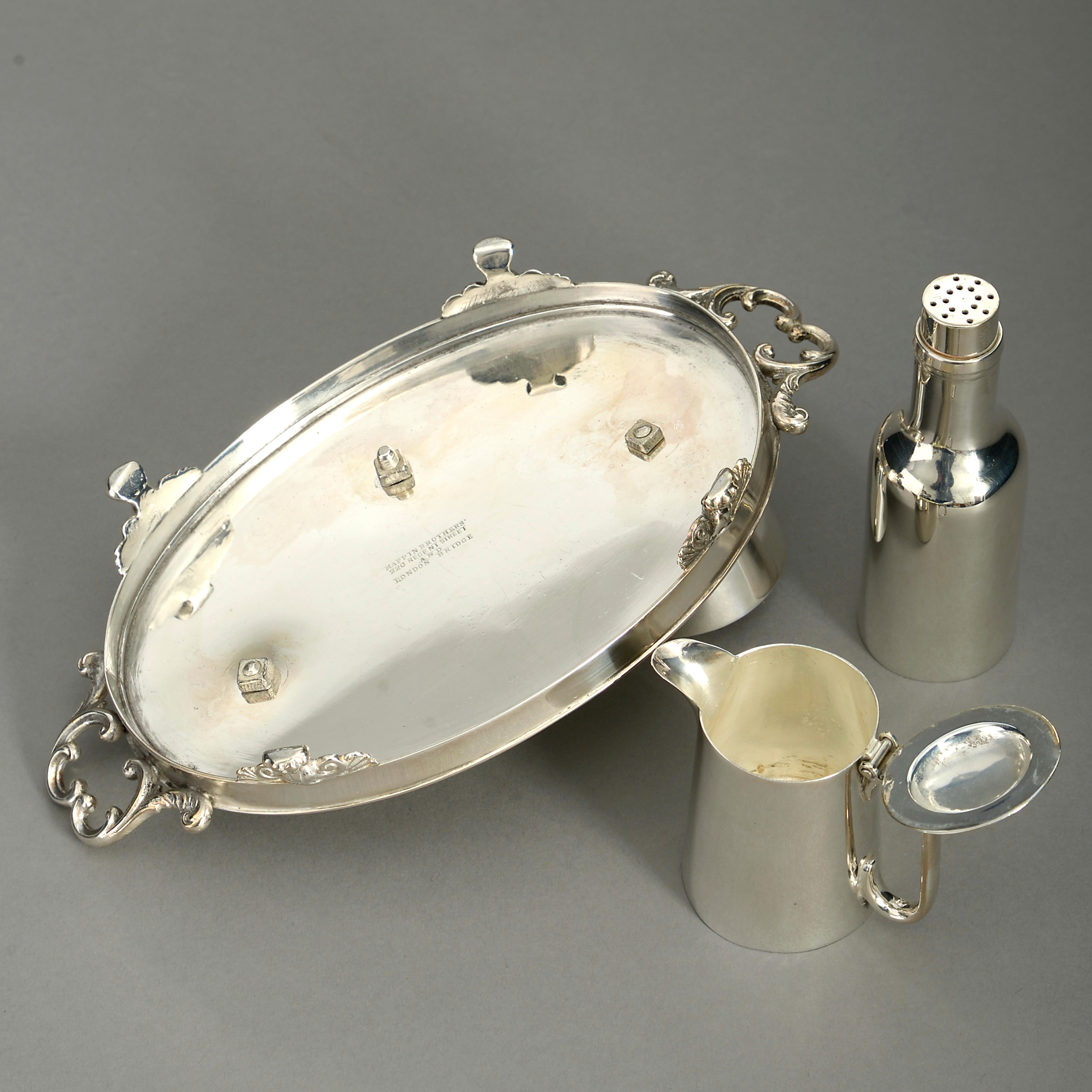 Inglese Set di condimenti placcati in argento Mappin Brothers di epoca vittoriana in vendita