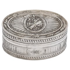 Victorian Period Neoclassical-Style Sterling Silver French Oval Snuff Box