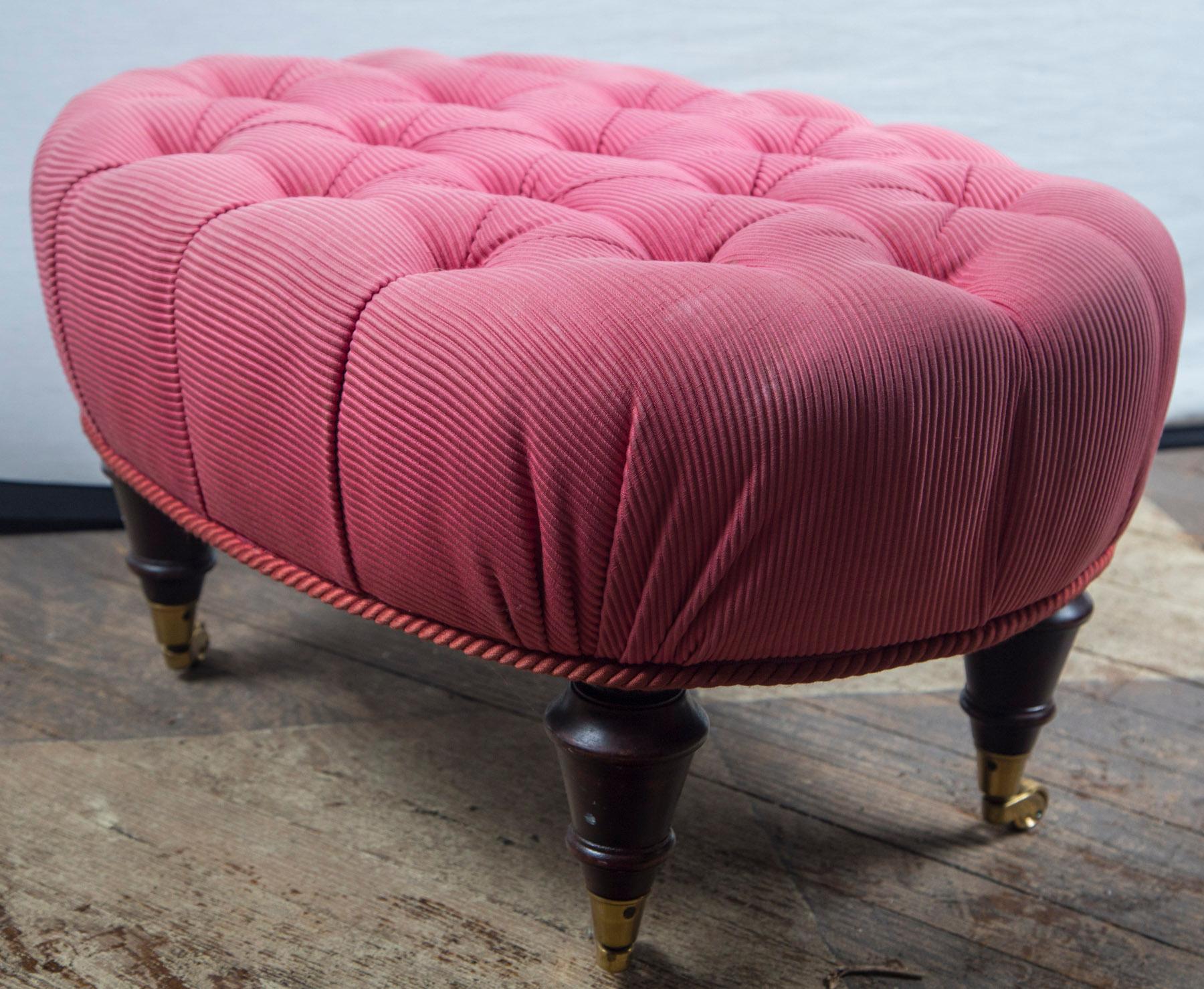 Victorian Period Oval Upholstered Footstool In Good Condition In Woodbury, CT
