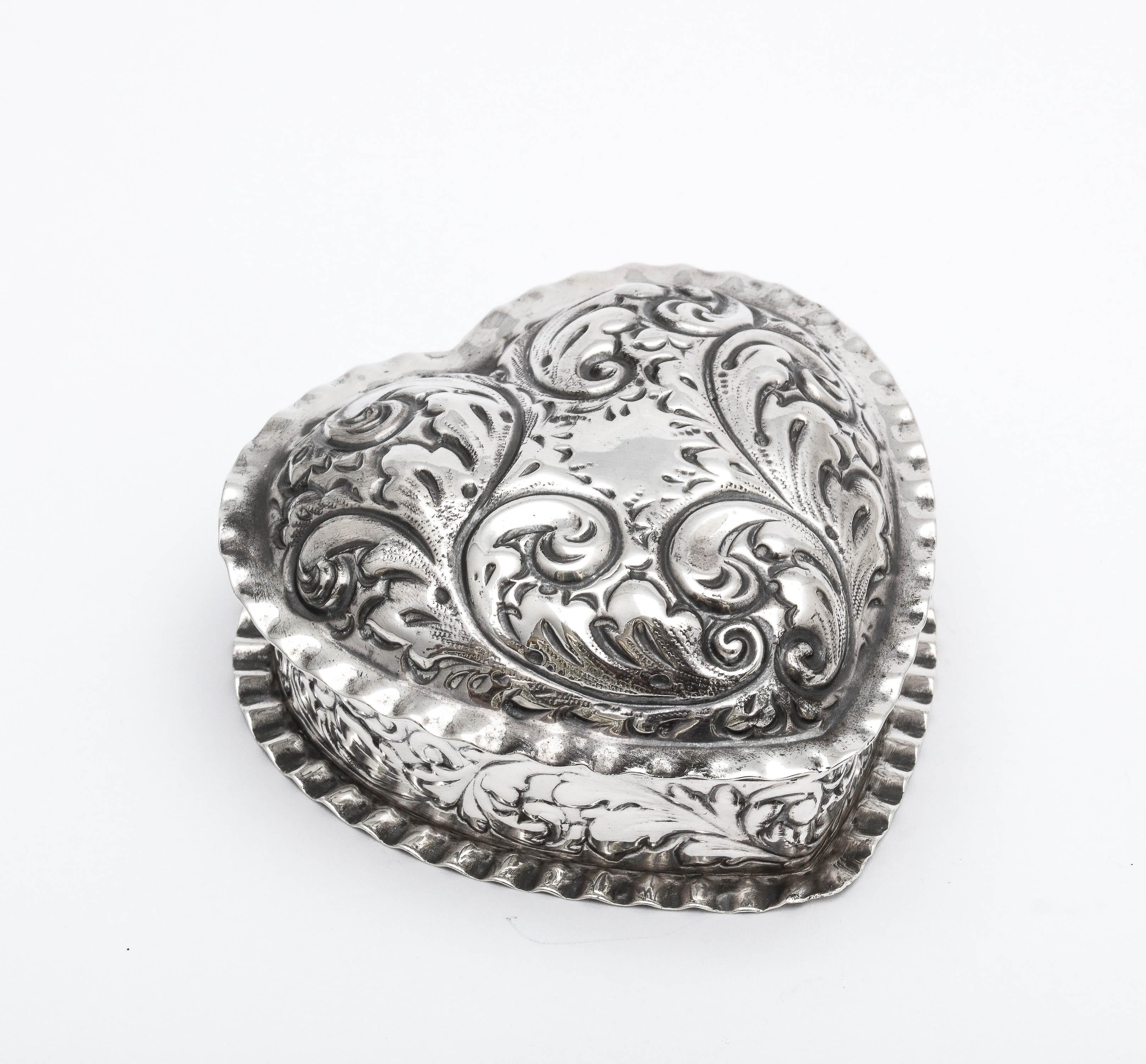 American Victorian Period Sterling Silver Heart-Form Trinkets Box by Gorham