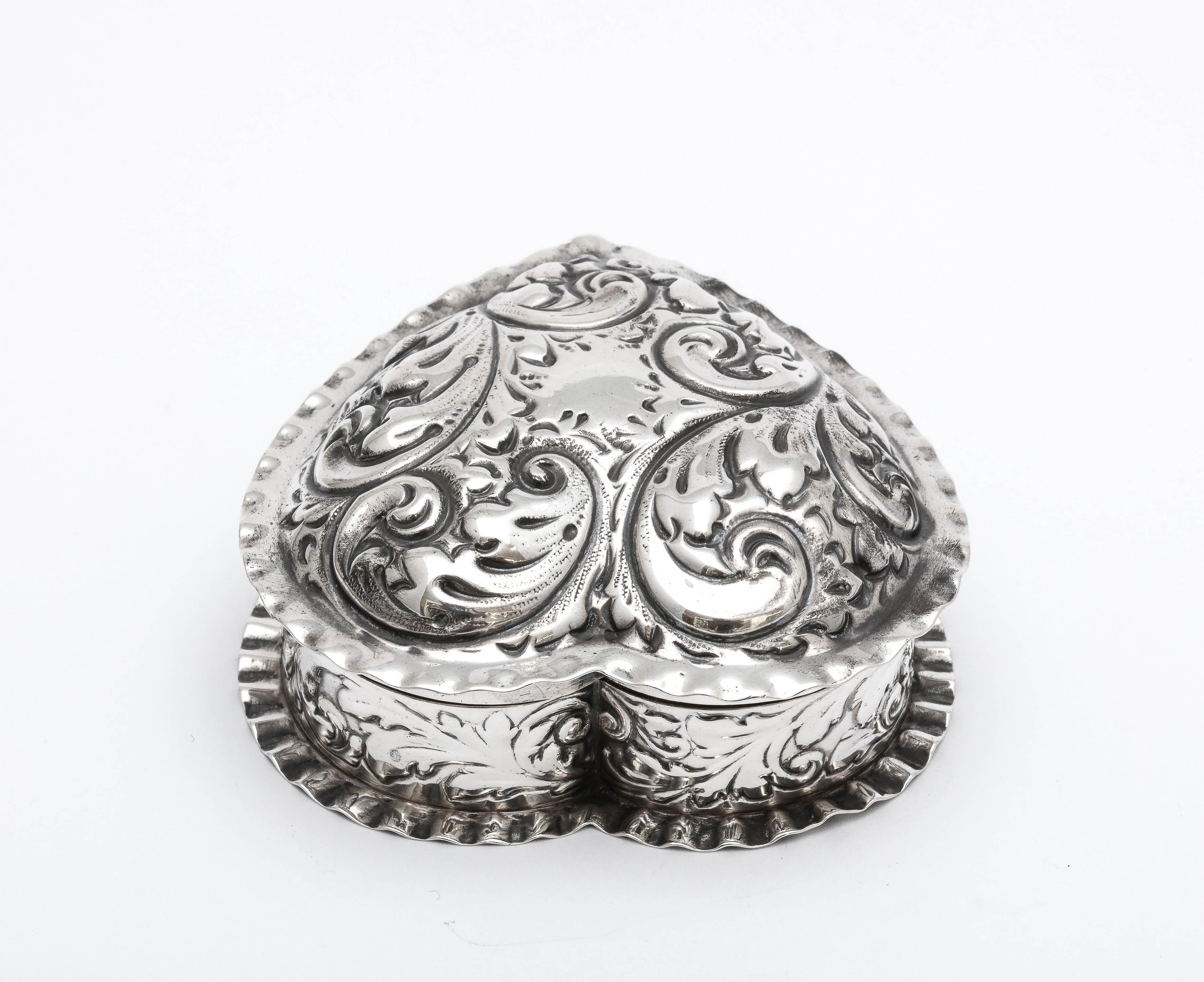 Late 19th Century Victorian Period Sterling Silver Heart-Form Trinkets Box by Gorham