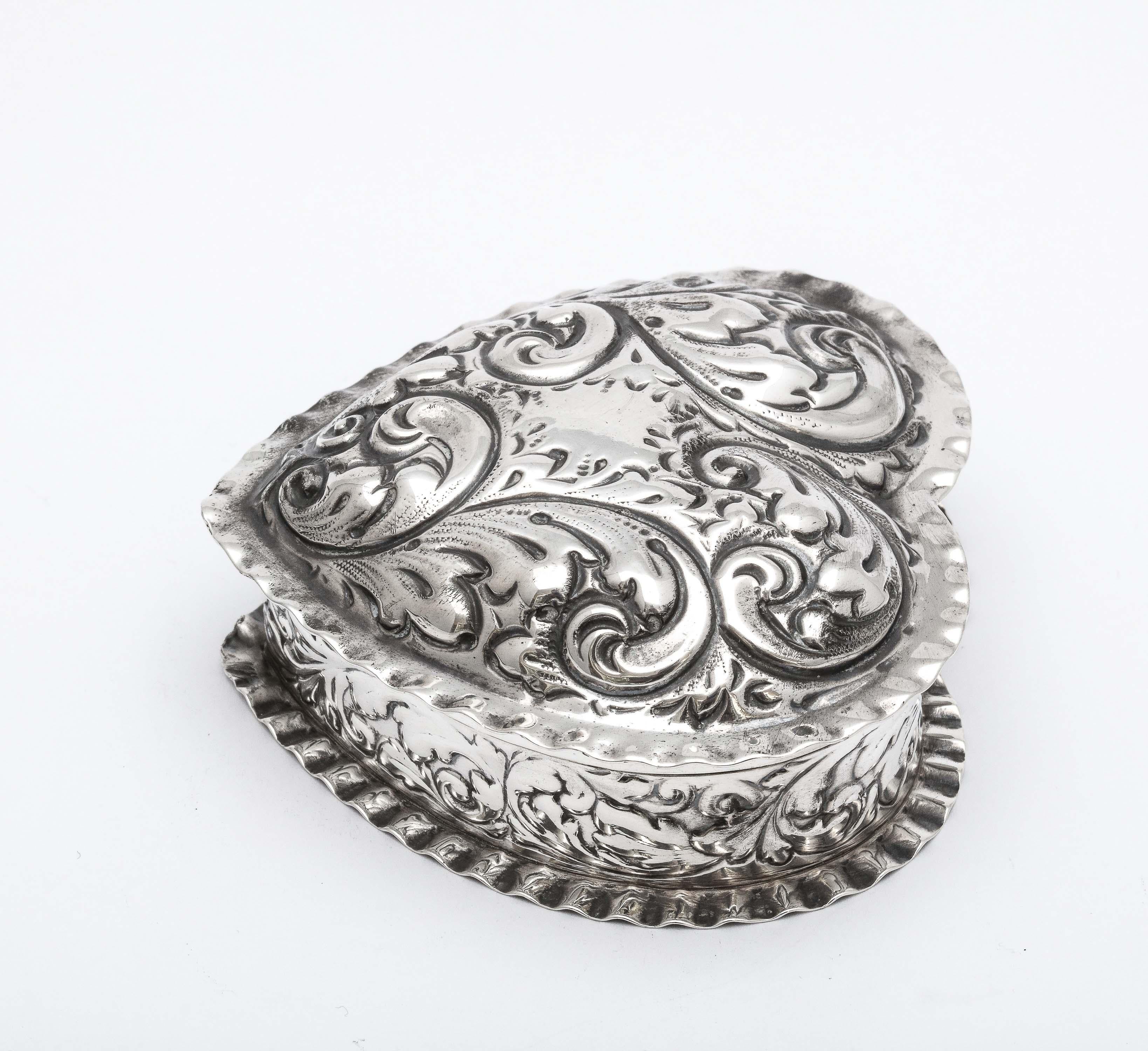 Victorian Period Sterling Silver Heart-Form Trinkets Box by Gorham 1
