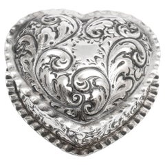Victorian Period Sterling Silver Heart-Form Trinkets Box by Gorham