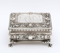 Victorian Period Sterling Silver Jewelry/Trinkets Box with Hinged Lid by Kerr