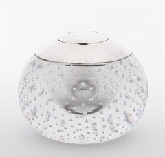 Viktorianische Periode Sterling Silber montiert Kontrollierte Blasen Kristall Tintenfass