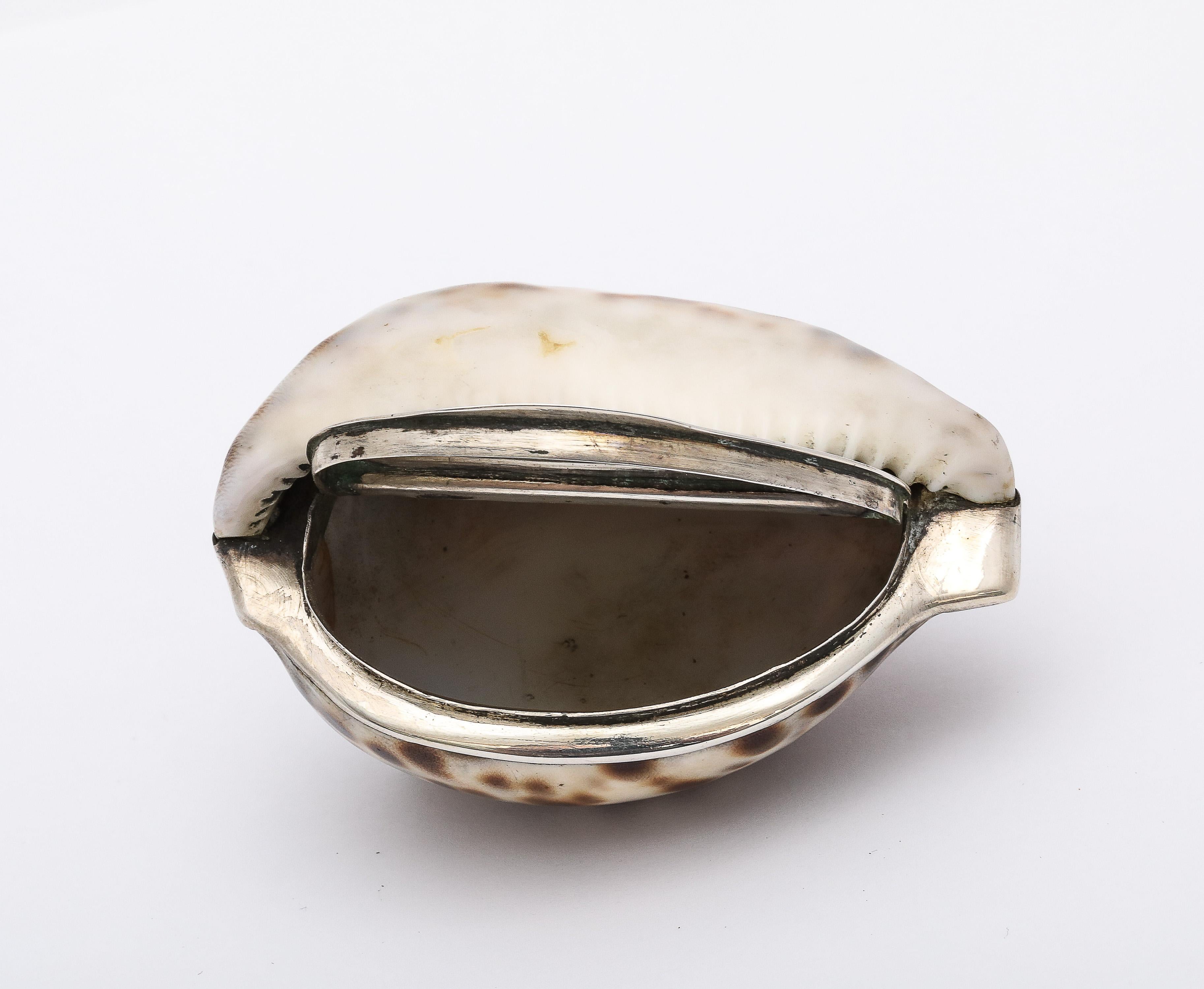 Tabacchiera con conchiglia di cowrie in argento massiccio di epoca vittoriana con coperchio a cerniera in vendita 7