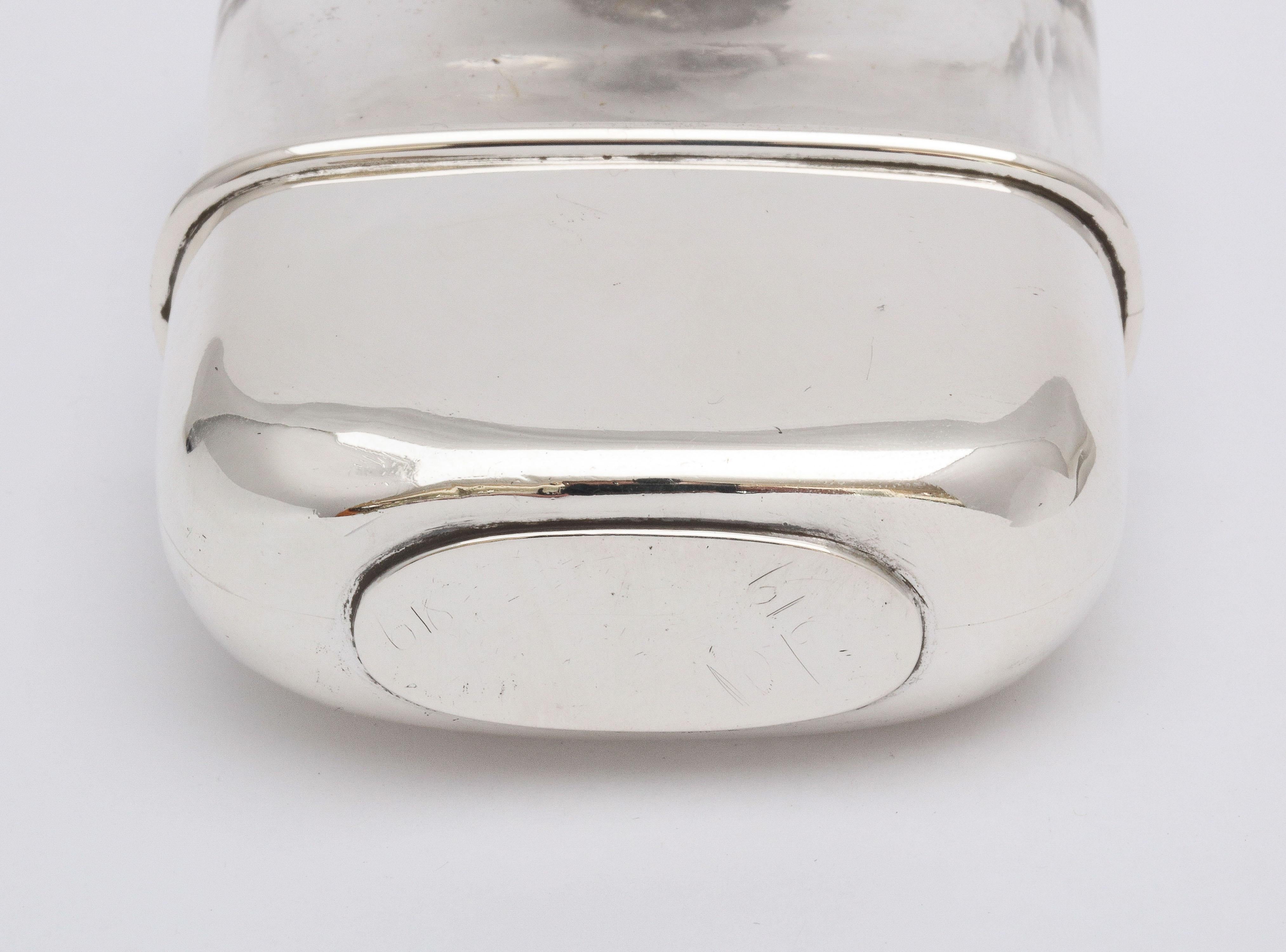 Victorian Period Sterling Silver-Mounted Glass Liquor Flask with Hinged Lid 6