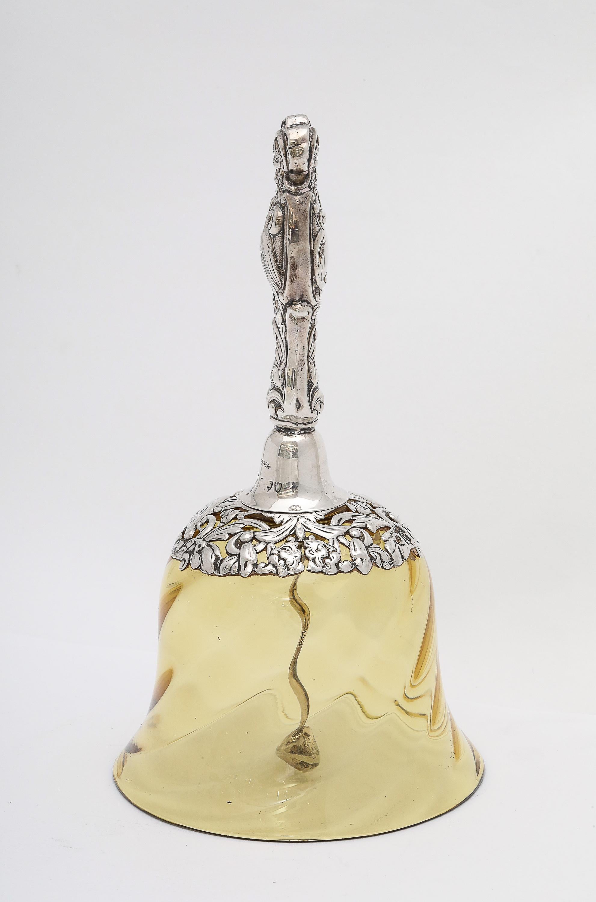 Victorian Period Sterling Silver-Mounted Hand-Blown Glass Bell 5