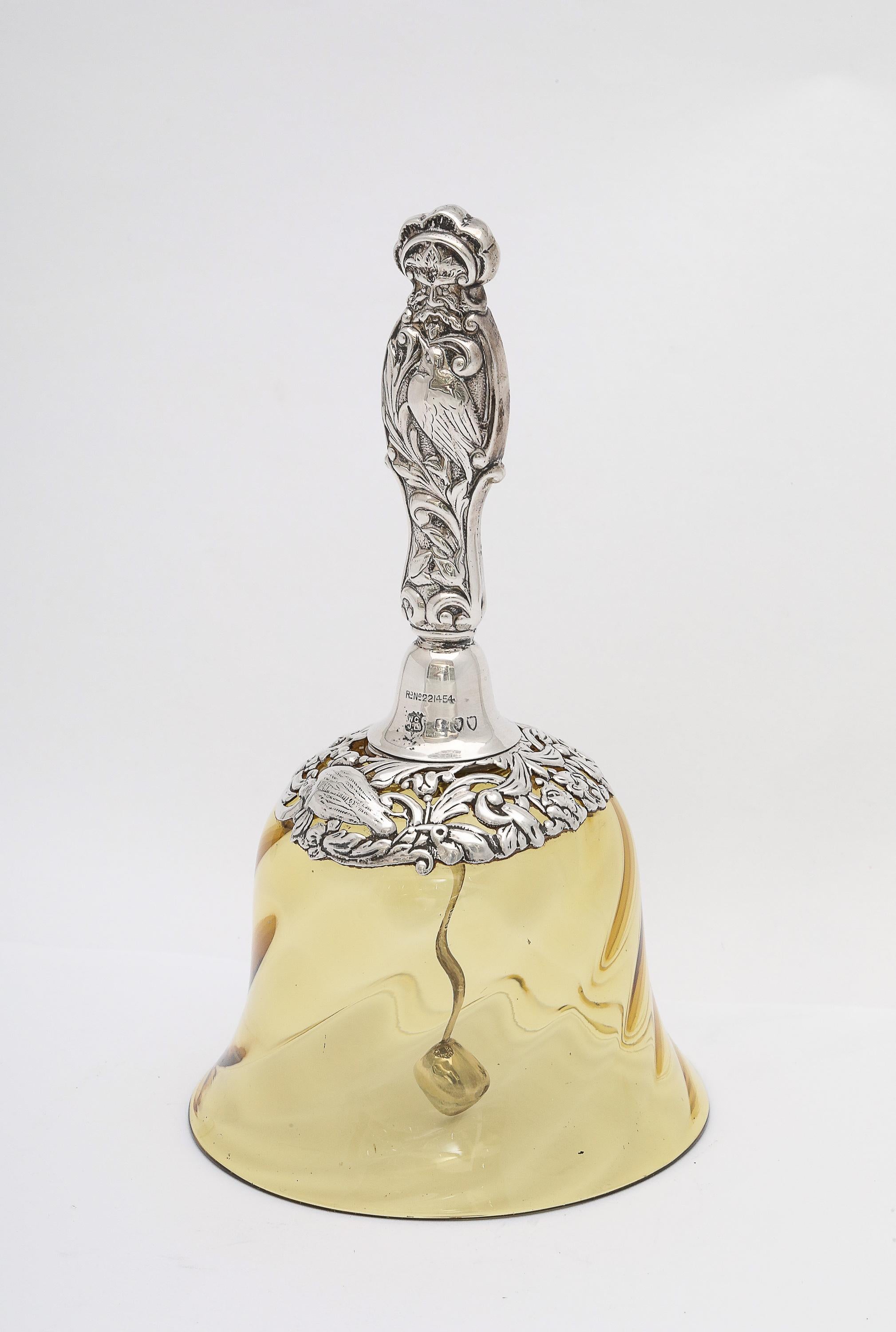 Victorian Period Sterling Silver-Mounted Hand-Blown Glass Bell 7
