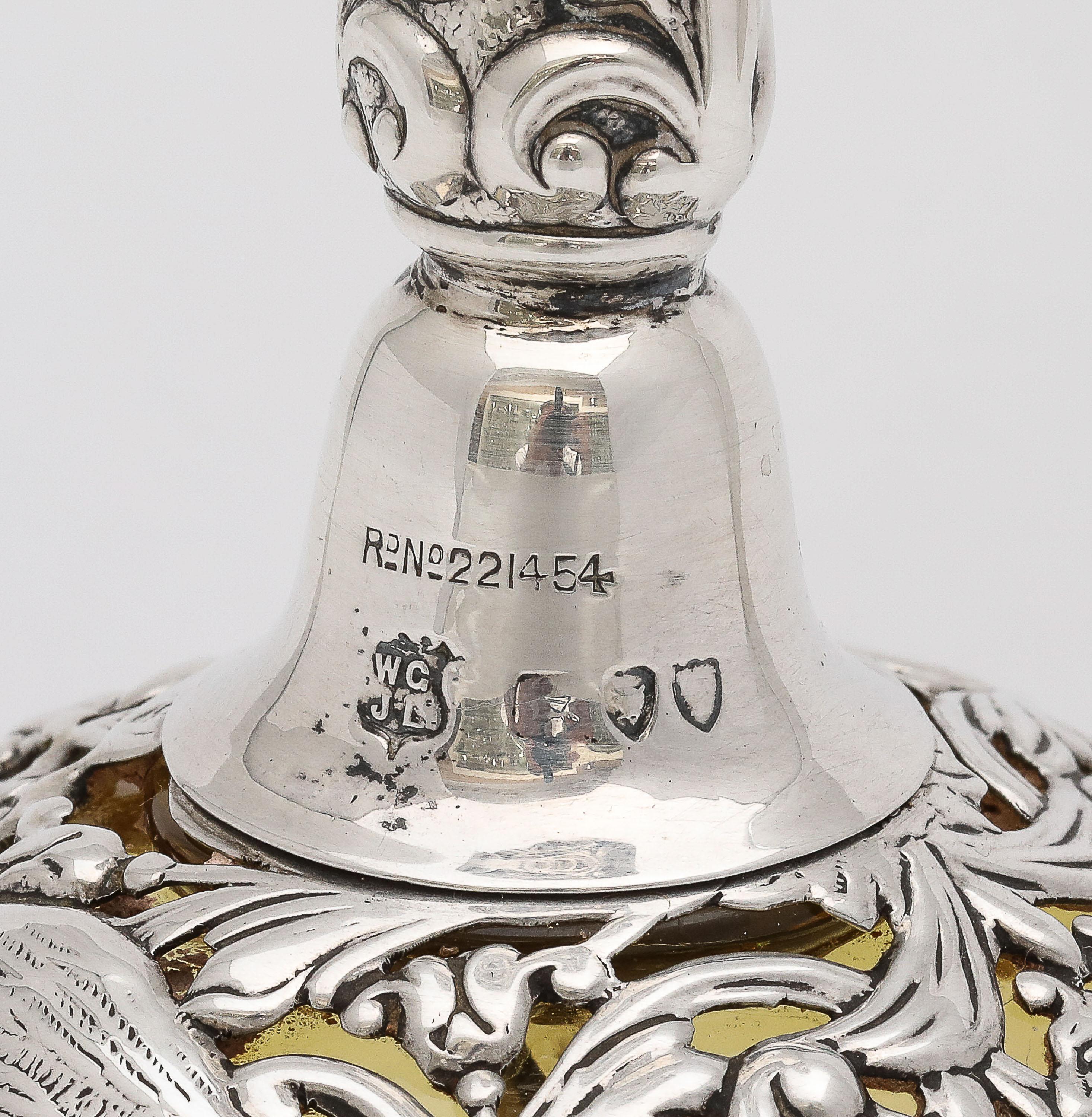Victorian Period Sterling Silver-Mounted Hand-Blown Glass Bell 8