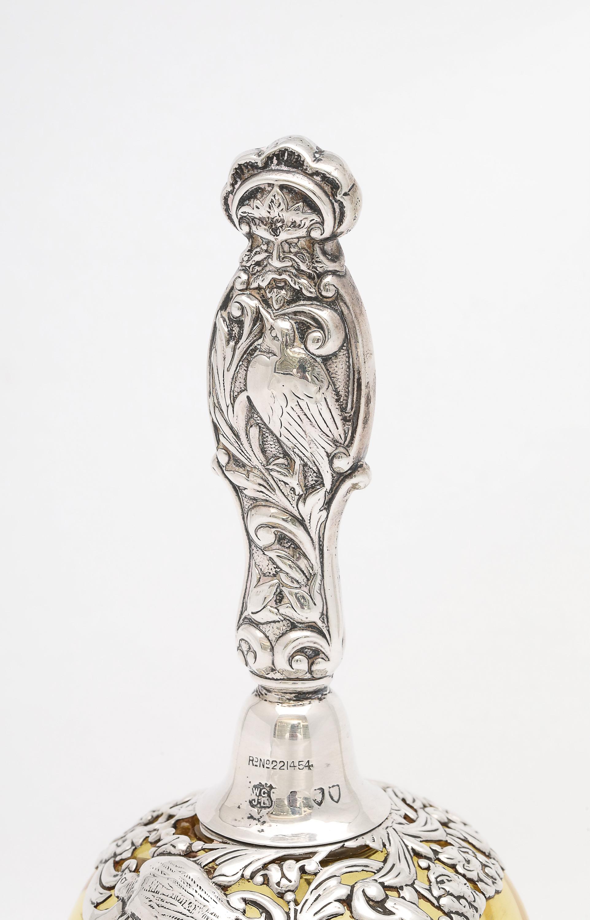 Victorian Period Sterling Silver-Mounted Hand-Blown Glass Bell 9