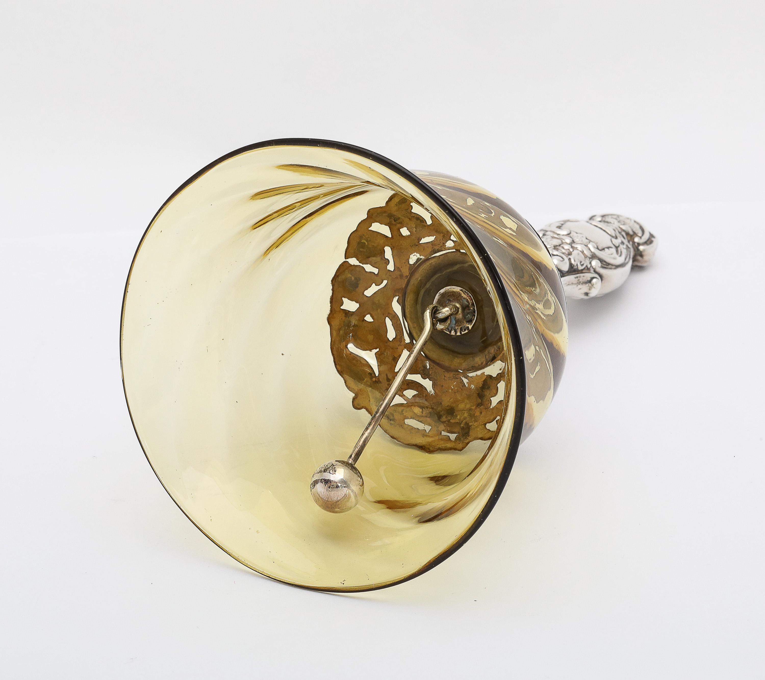 Victorian Period Sterling Silver-Mounted Hand-Blown Glass Bell 10