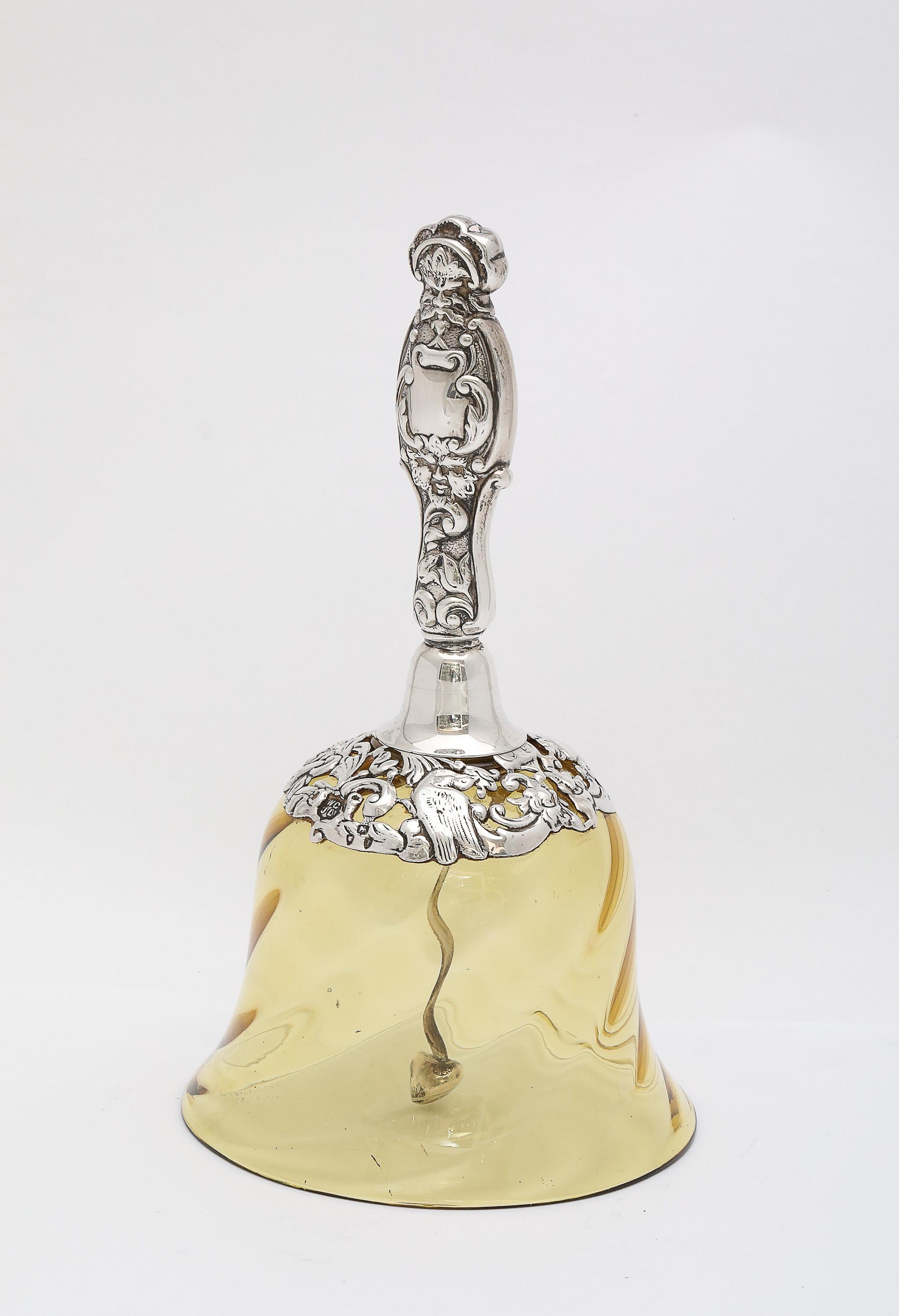 Victorian Period Sterling Silver-Mounted Hand-Blown Glass Bell 1
