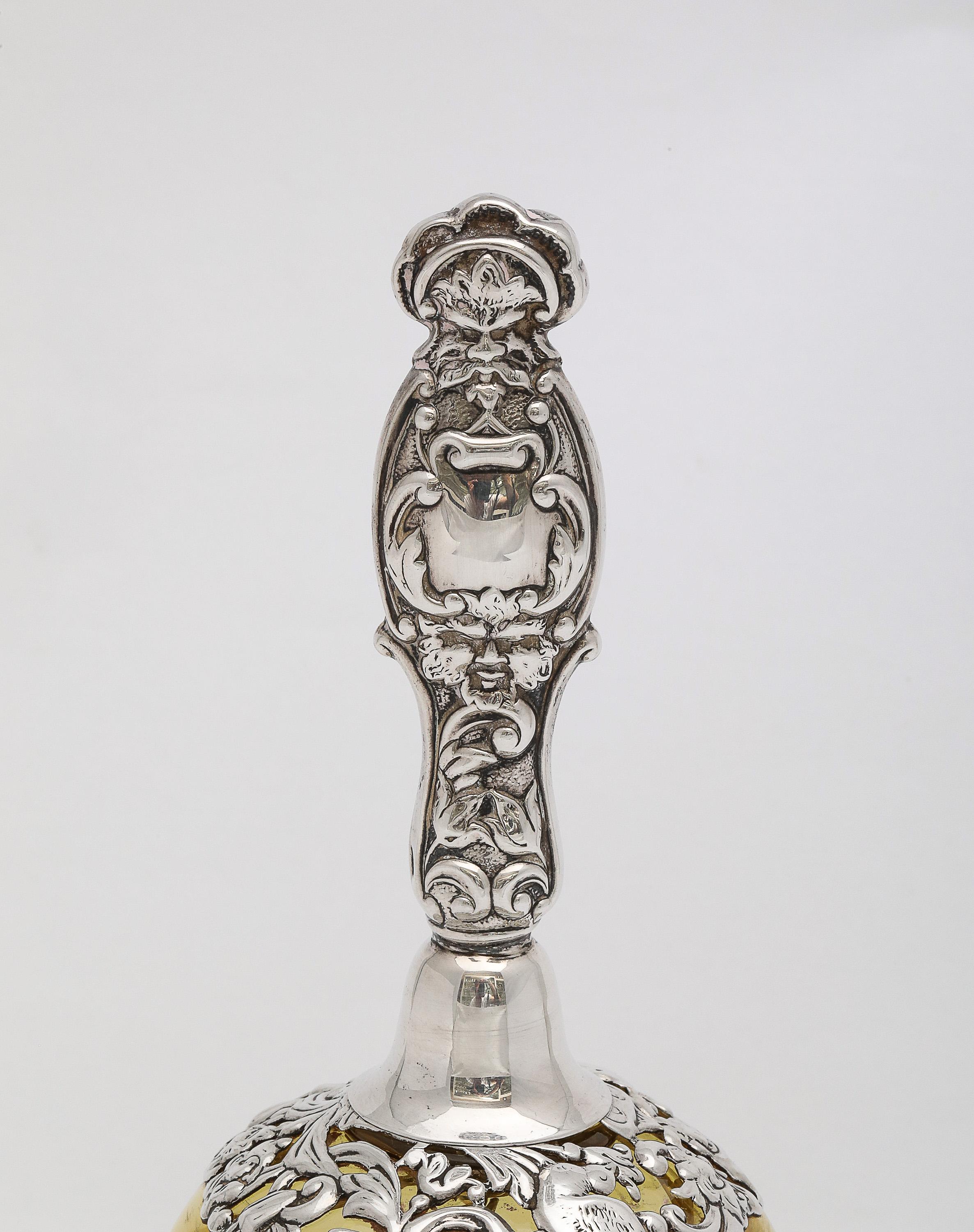 Victorian Period Sterling Silver-Mounted Hand-Blown Glass Bell 2