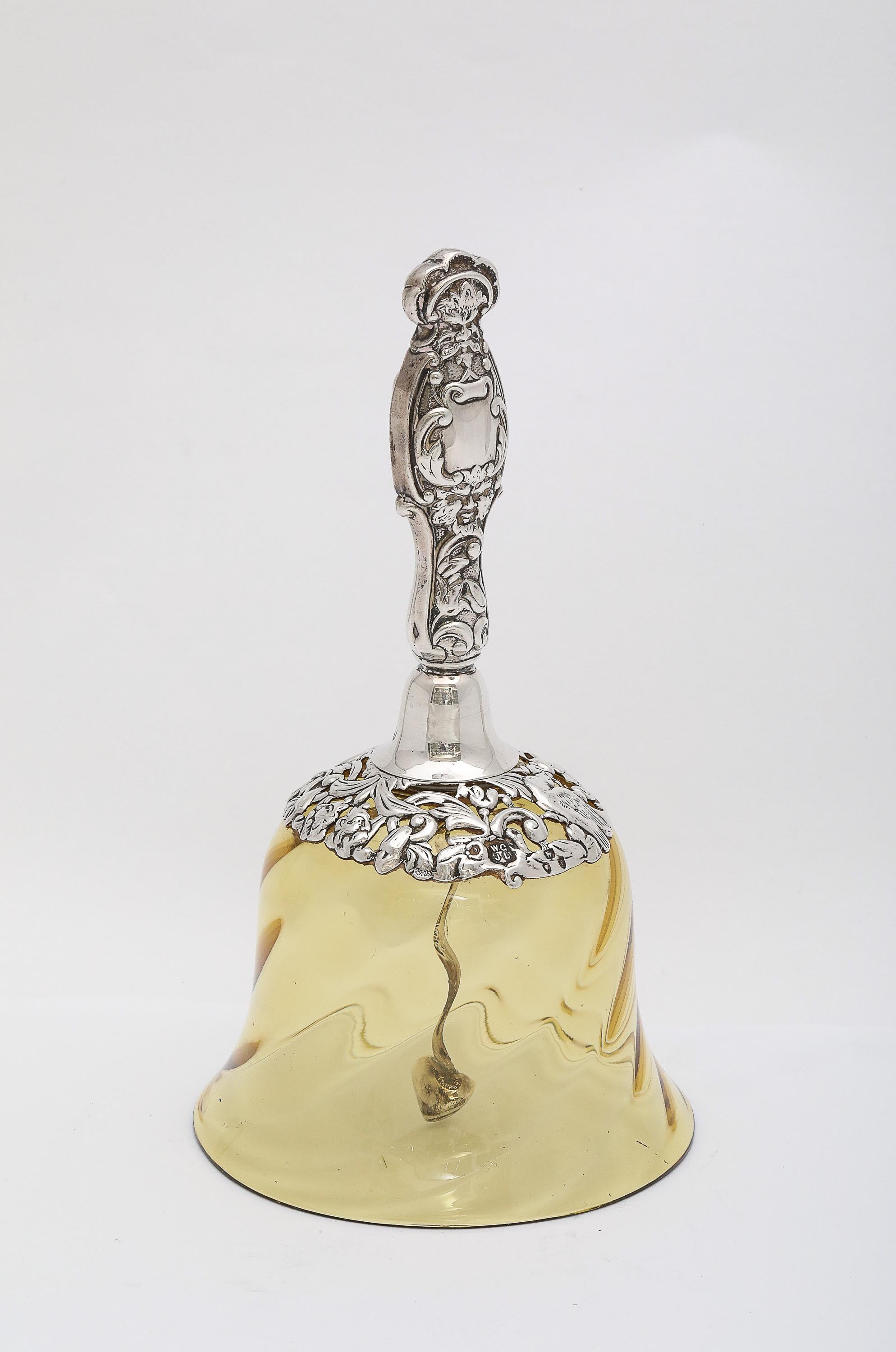 Victorian Period Sterling Silver-Mounted Hand-Blown Glass Bell 4