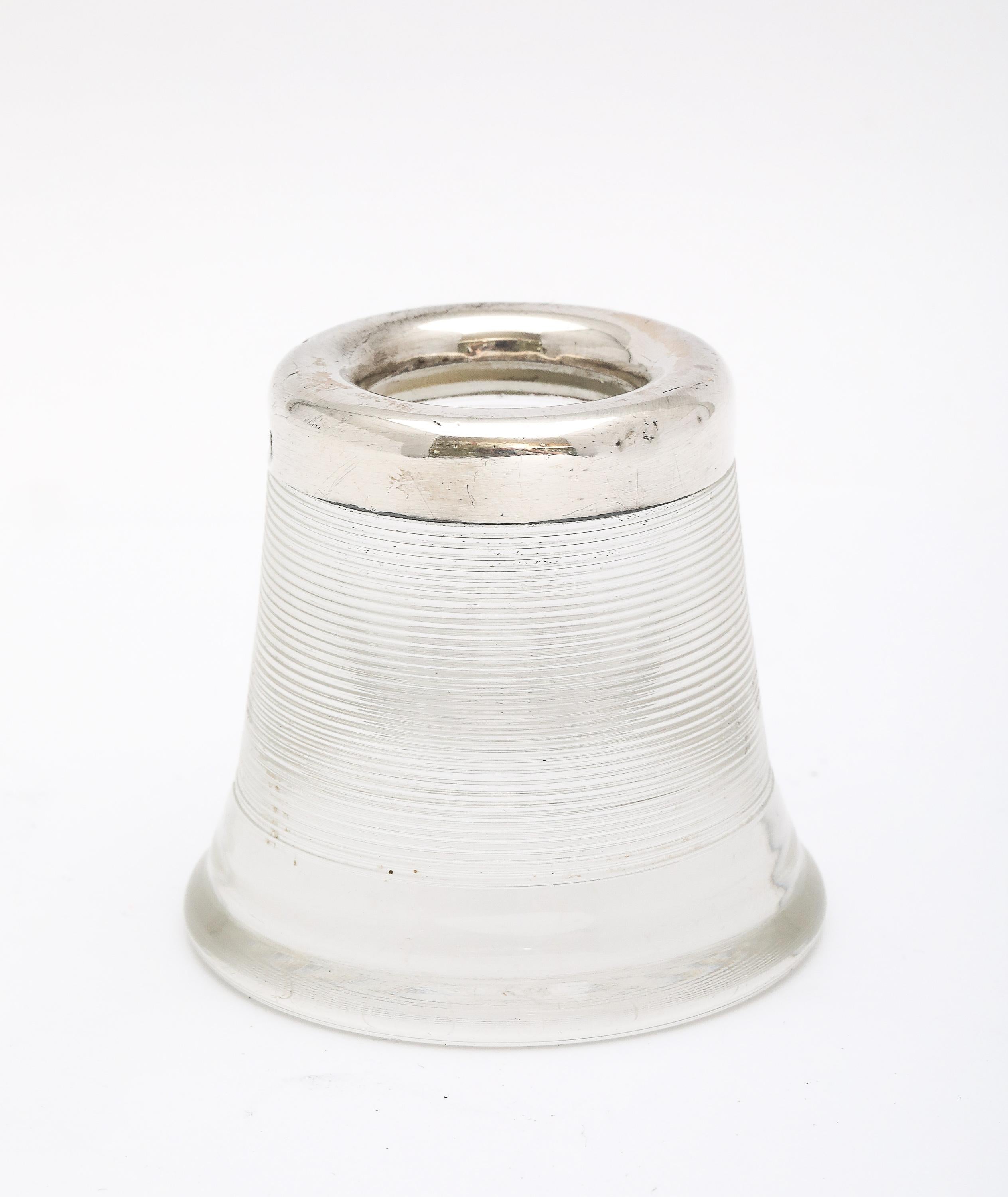 Victorian Period Sterling Silver-Mounted Threaded Crystal Match Striker For Sale 3