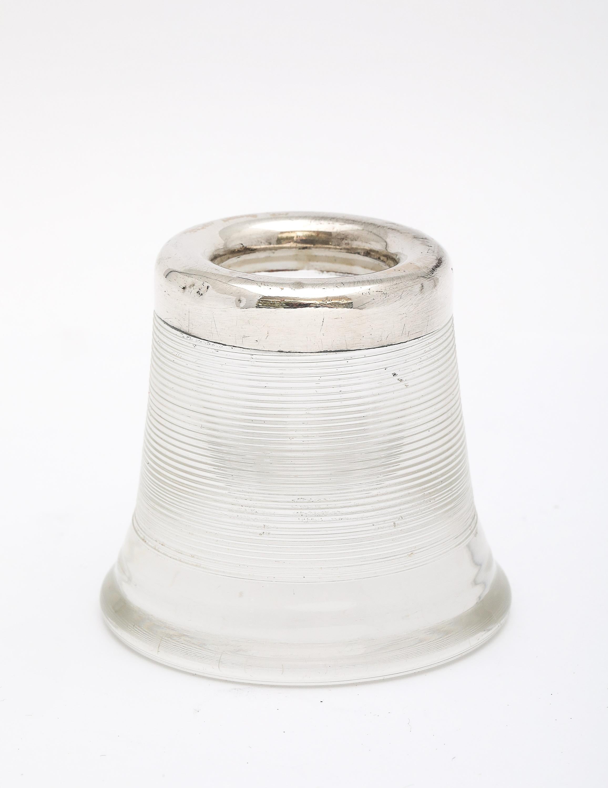 Victorian Period Sterling Silver-Mounted Threaded Crystal Match Striker For Sale 4