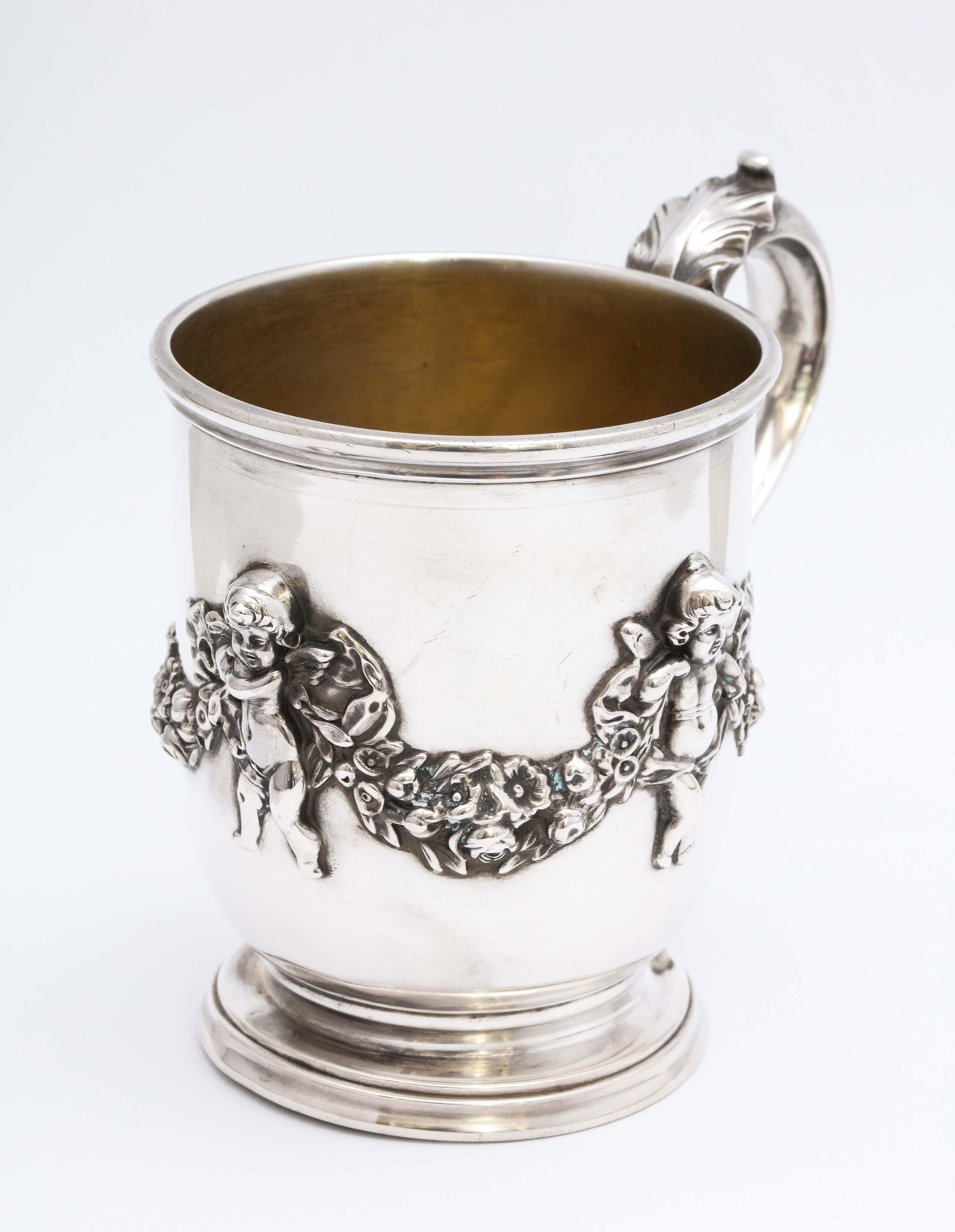 Victorian Period Sterling Silver Mug/Cup on Pedestal Base, Black, Starr & Frost For Sale 4