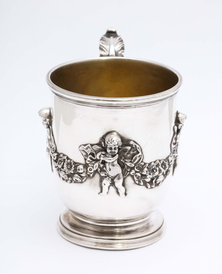 American Victorian Period Sterling Silver Mug/Cup on Pedestal Base, Black, Starr & Frost For Sale