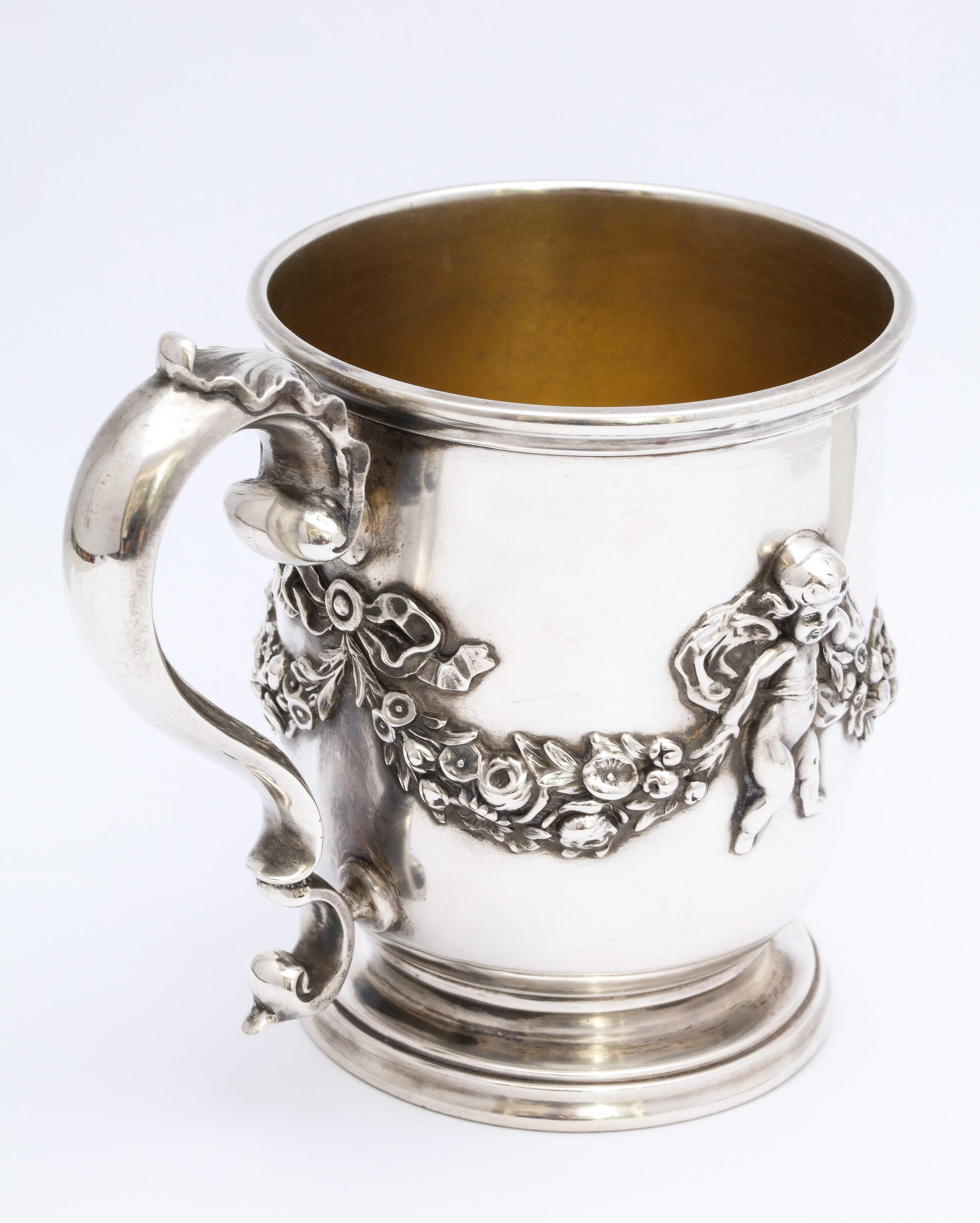Gold Victorian Period Sterling Silver Mug/Cup on Pedestal Base, Black, Starr & Frost For Sale