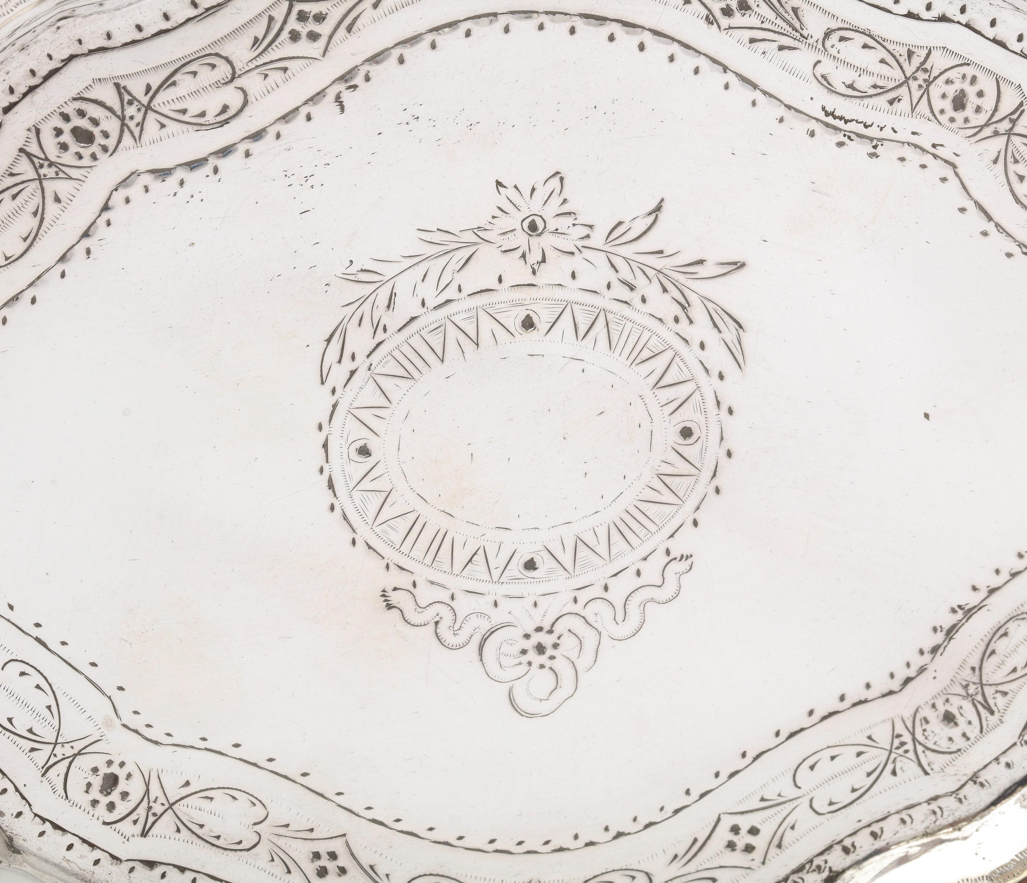 Victorian Period Sterling Silver Paw-Footed Salver/Platter 5