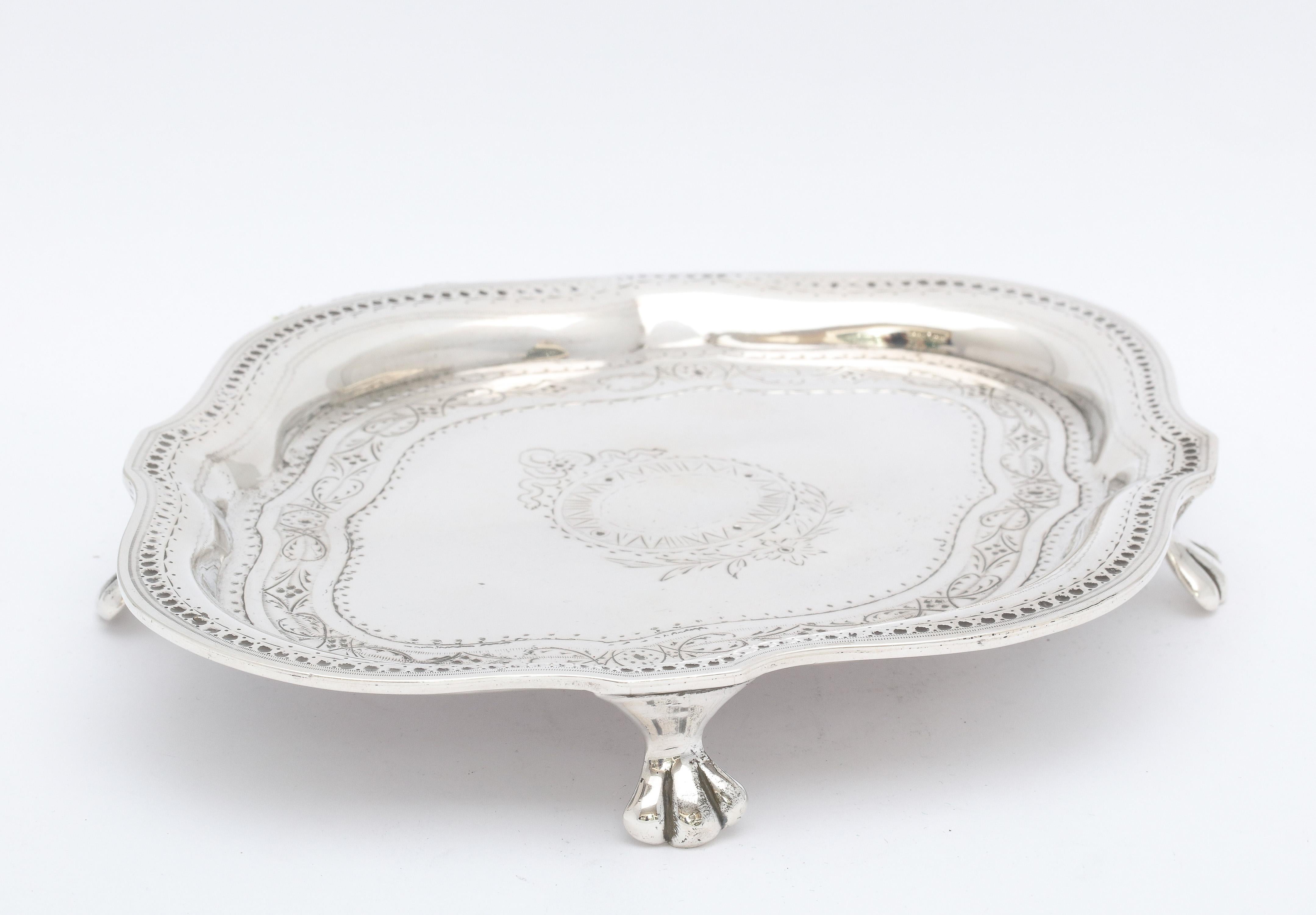 English Victorian Period Sterling Silver Paw-Footed Salver/Platter