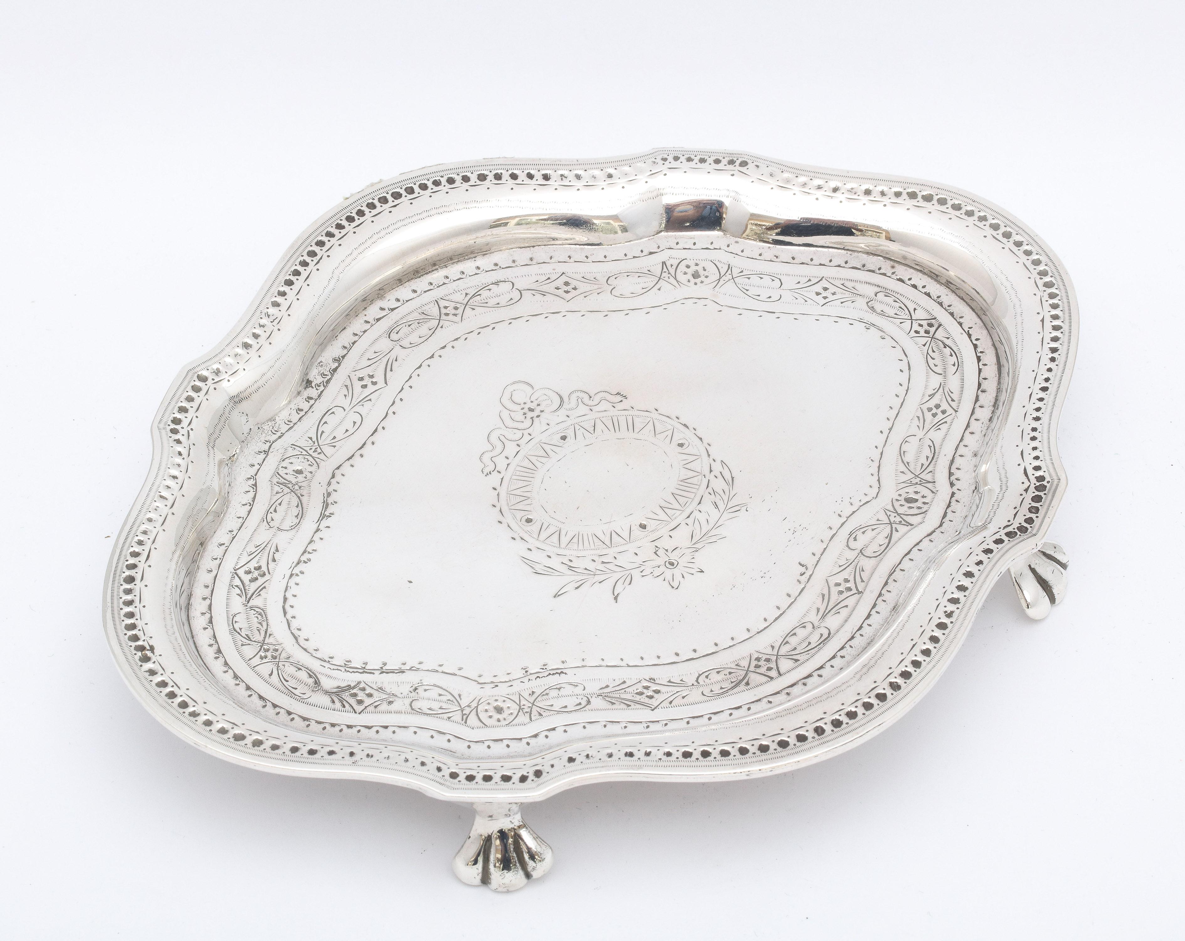 Victorian Period Sterling Silver Paw-Footed Salver/Platter 1