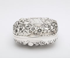 Boîte à savon en argent sterling d'époque victorienne avec couvercle à charnière, Gorham